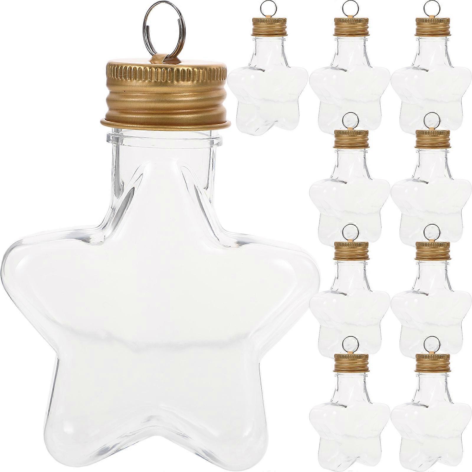 Decorative Hanging Bottle 10Pcs Star Shaped DIY Container With Golden Finish For Christmas Gift Giving And Craft Enthusiasts