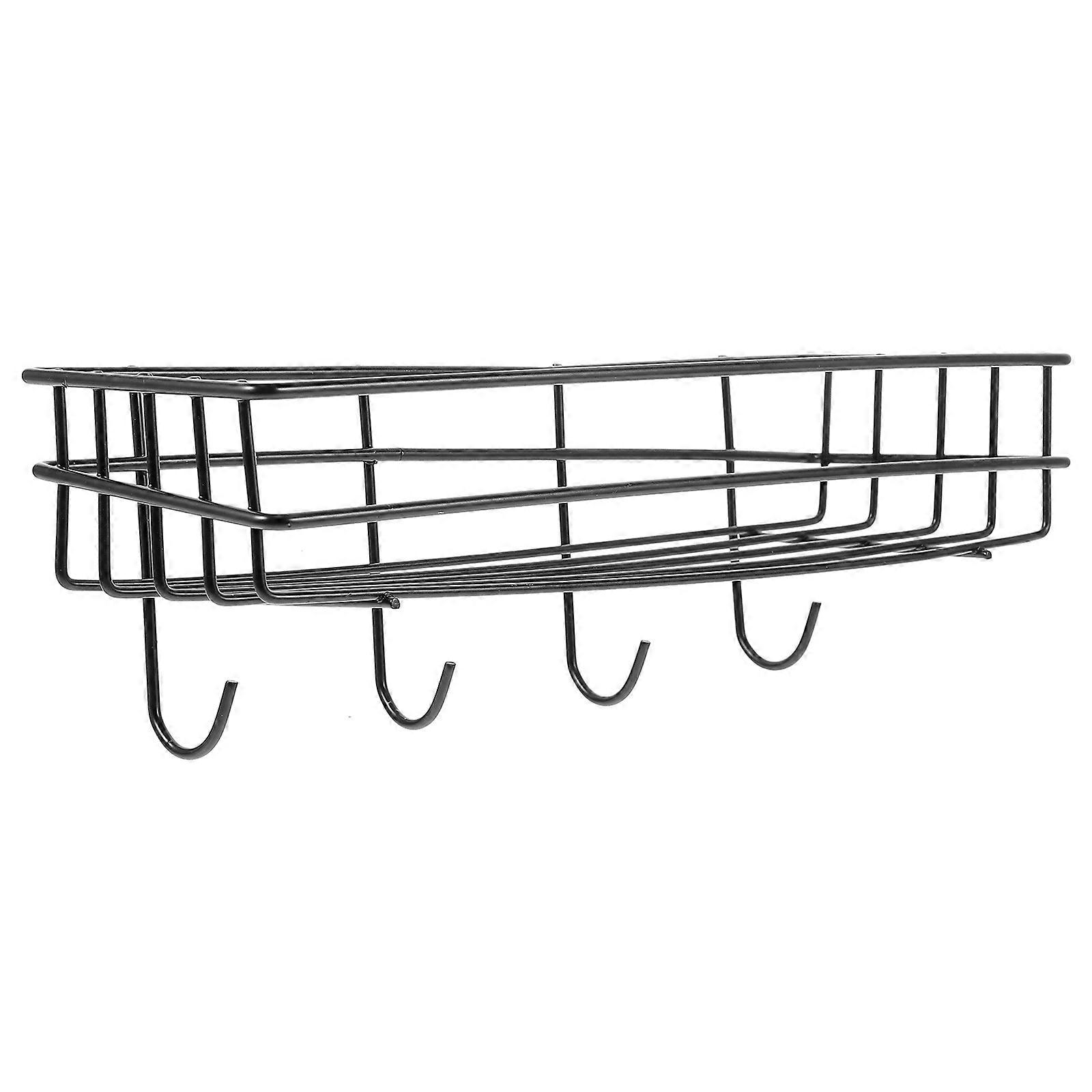 Wall Storage Rack Iron Shelf Punch Free for Storage 3Pcs Black