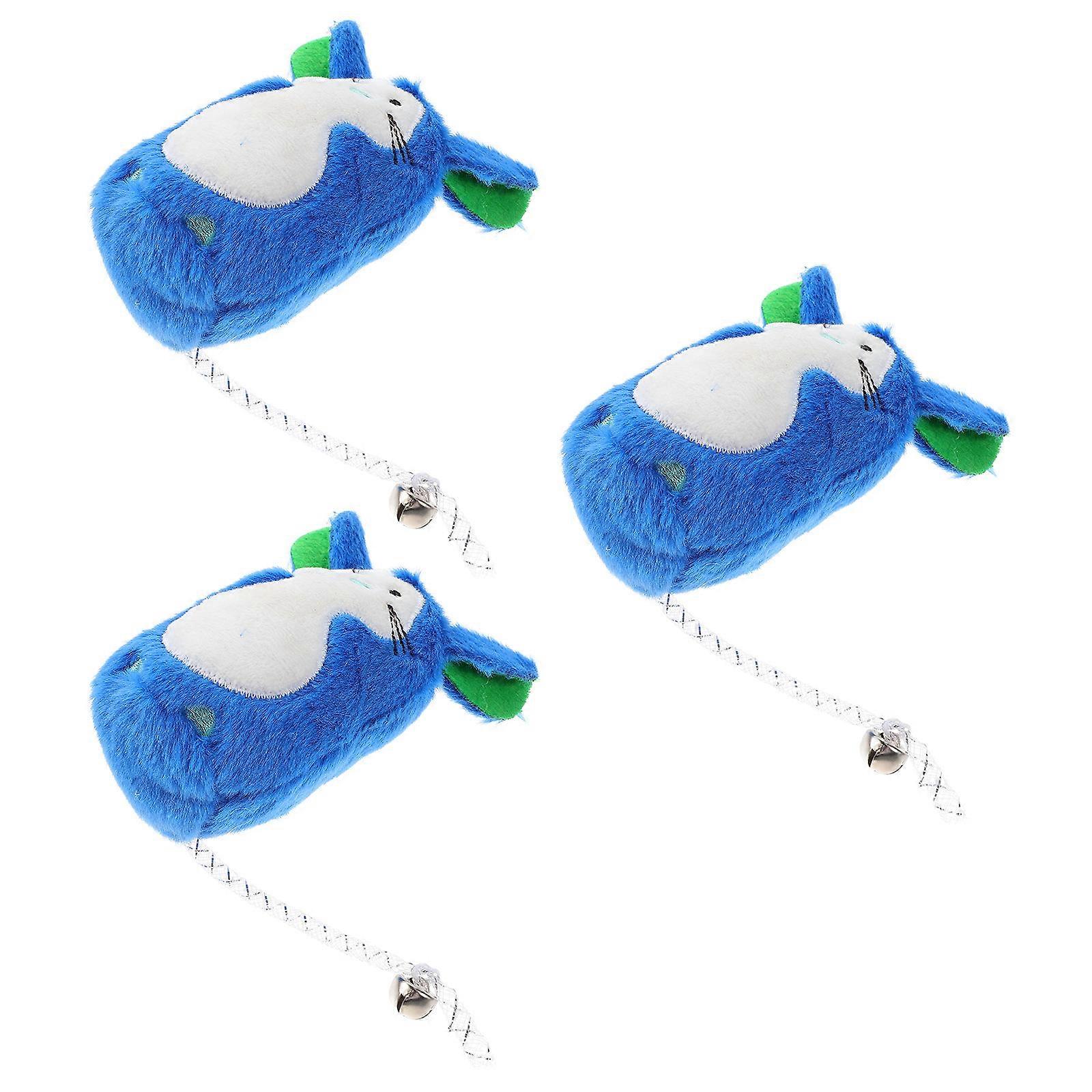 Stimulate Hunting Instincts Mice Shape Kitten Toys Blue Color Cute Design 3Pcs