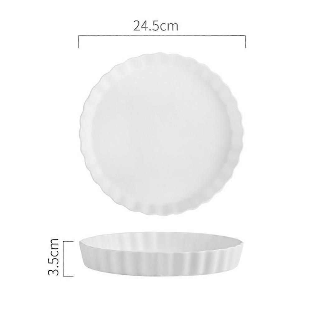 Ceramic Sushi Plate Microwave Safe Round White 24.5*3.5cm Household Tableware 1Pack