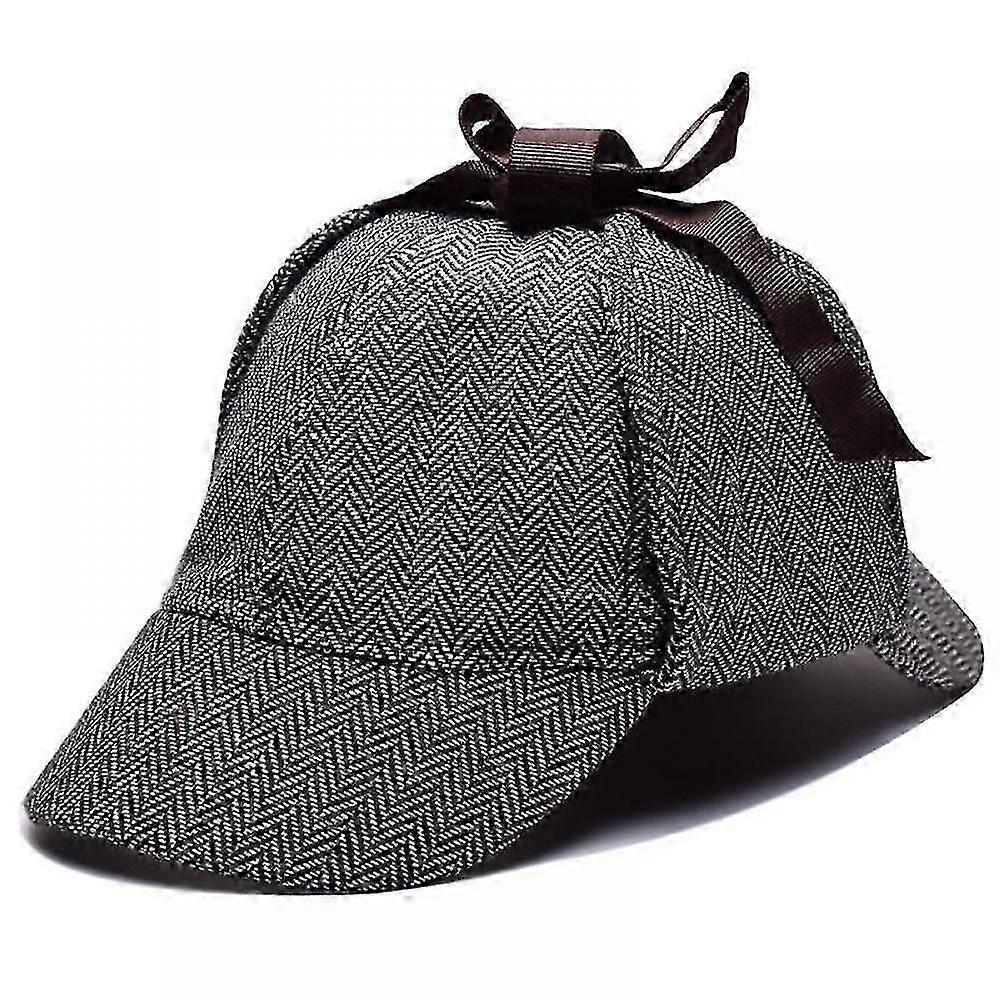 Wool Tweed Deerstalker Hat-gray
