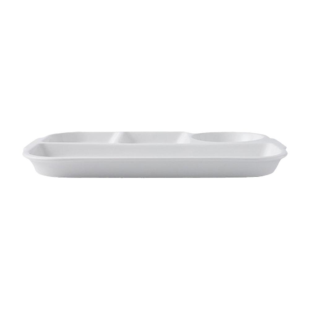 White Ceramic Food Divided Plate for Dumpling Serving 2Pcs Household Plates