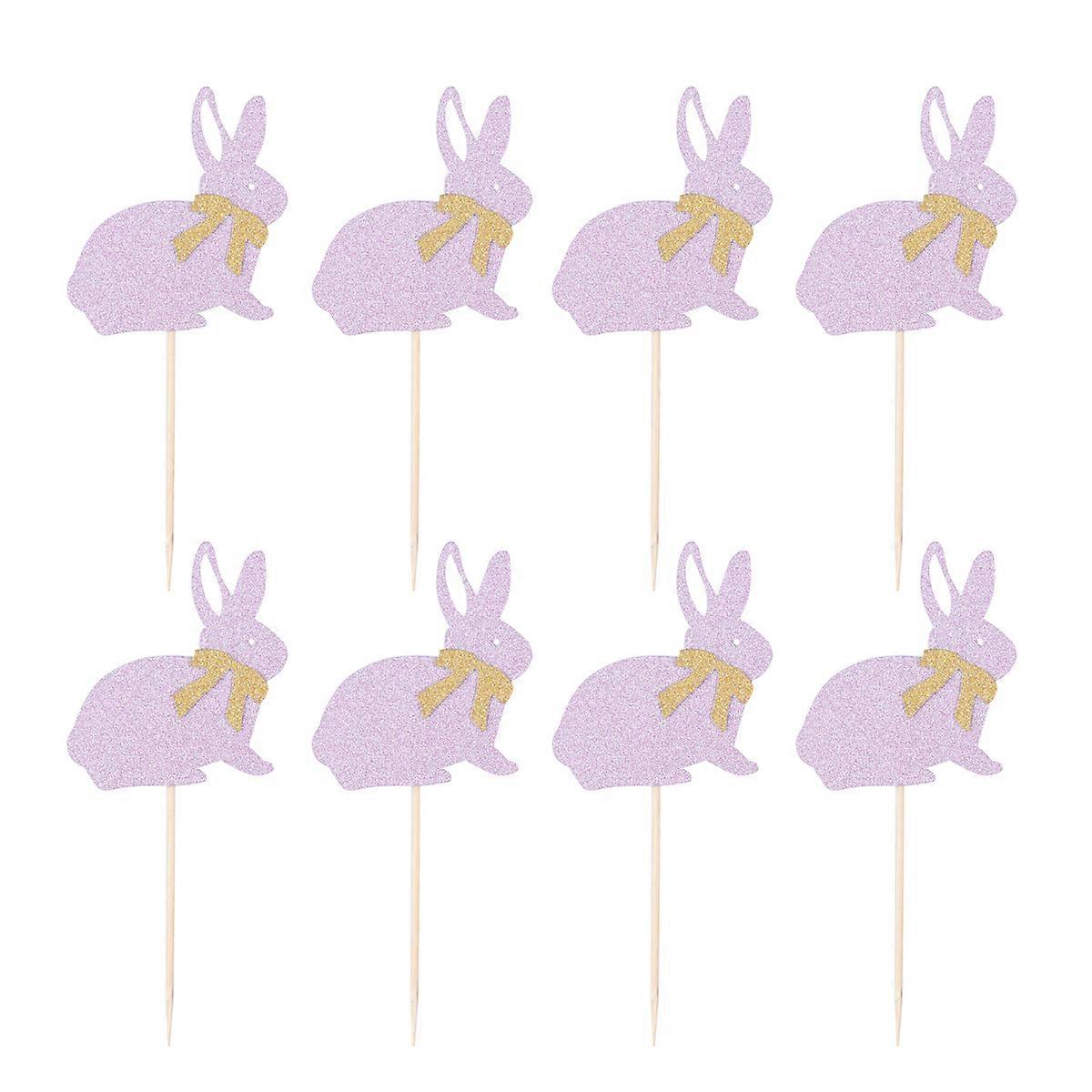 Easter Cake Topper Creative Pink Bow Rabbit Design 72Pcs