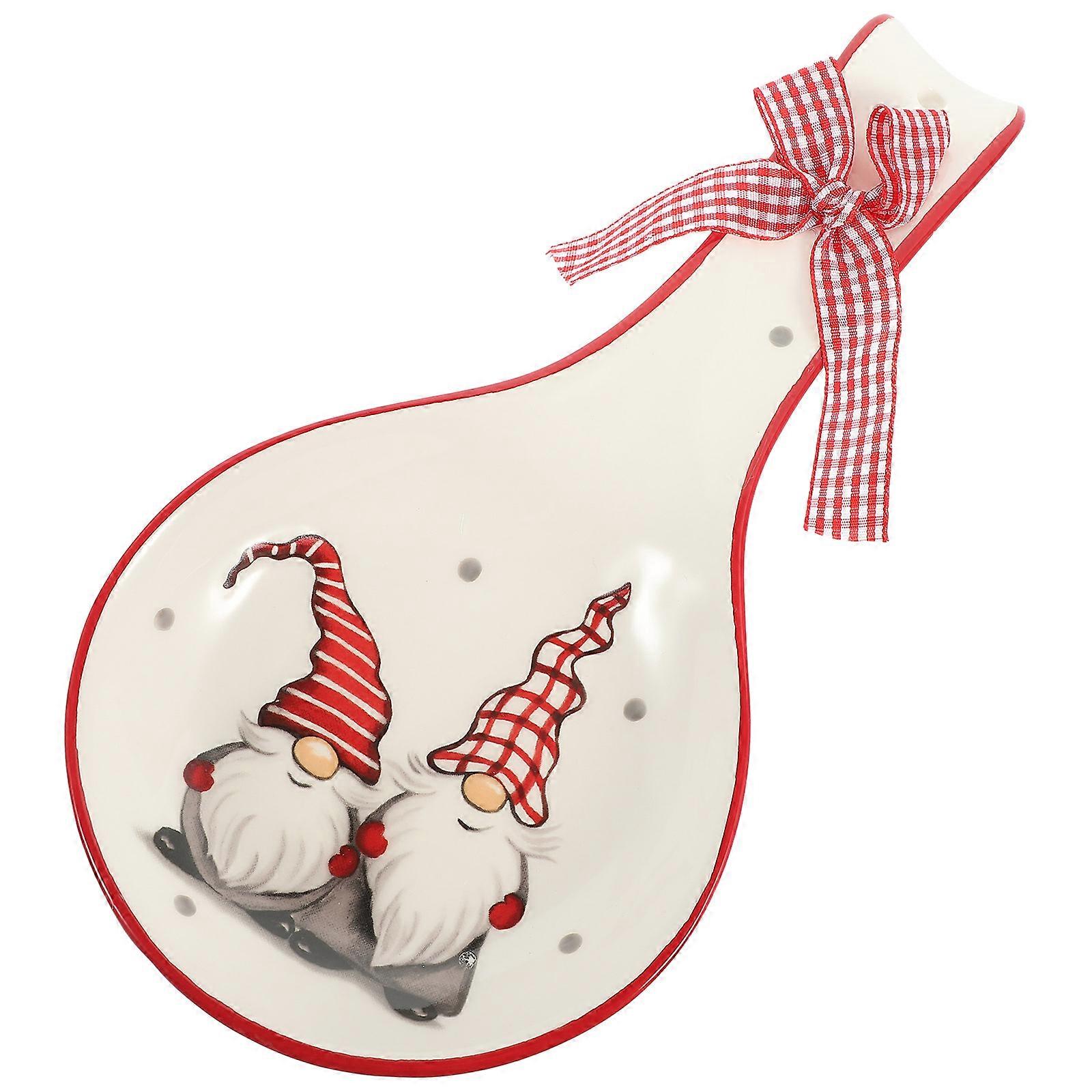 Christmas Ceramic Chopstick Holder Spoon Shaped for 3Pcs Kitchen Storage