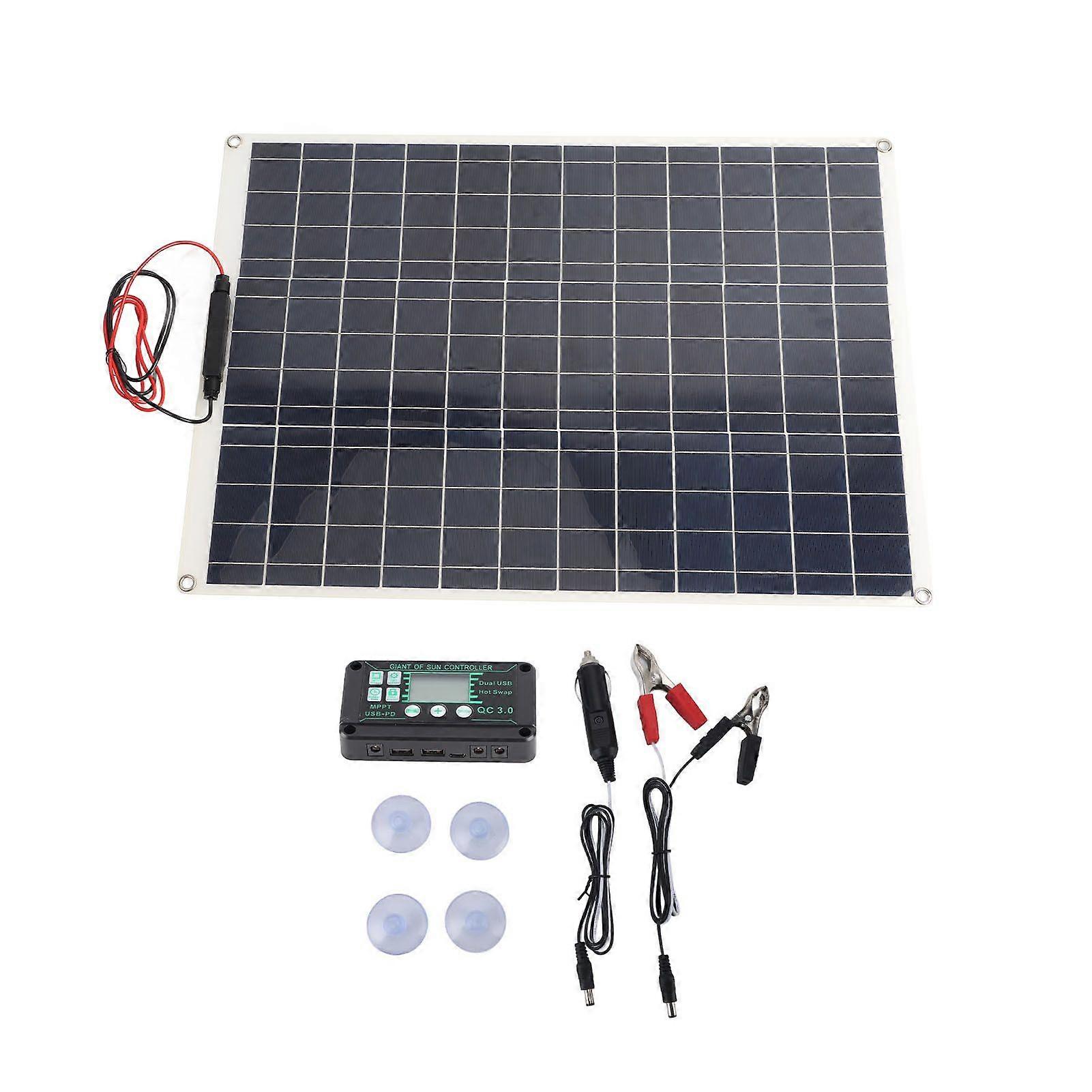 Solar Panel Kit 300W Monocrystalline Silicon Solar Panel Battery Clip Cigarette Lighter Controller and Suction Cup