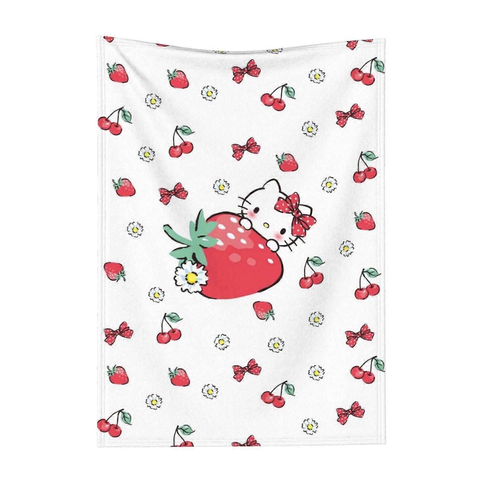 Hello Kitty Pattern Lightweight Soft Flannel Blanket Suitable for Cat Lovers Sofa Living Room Comfortable Plush Blanket 30x40in (Vertical)