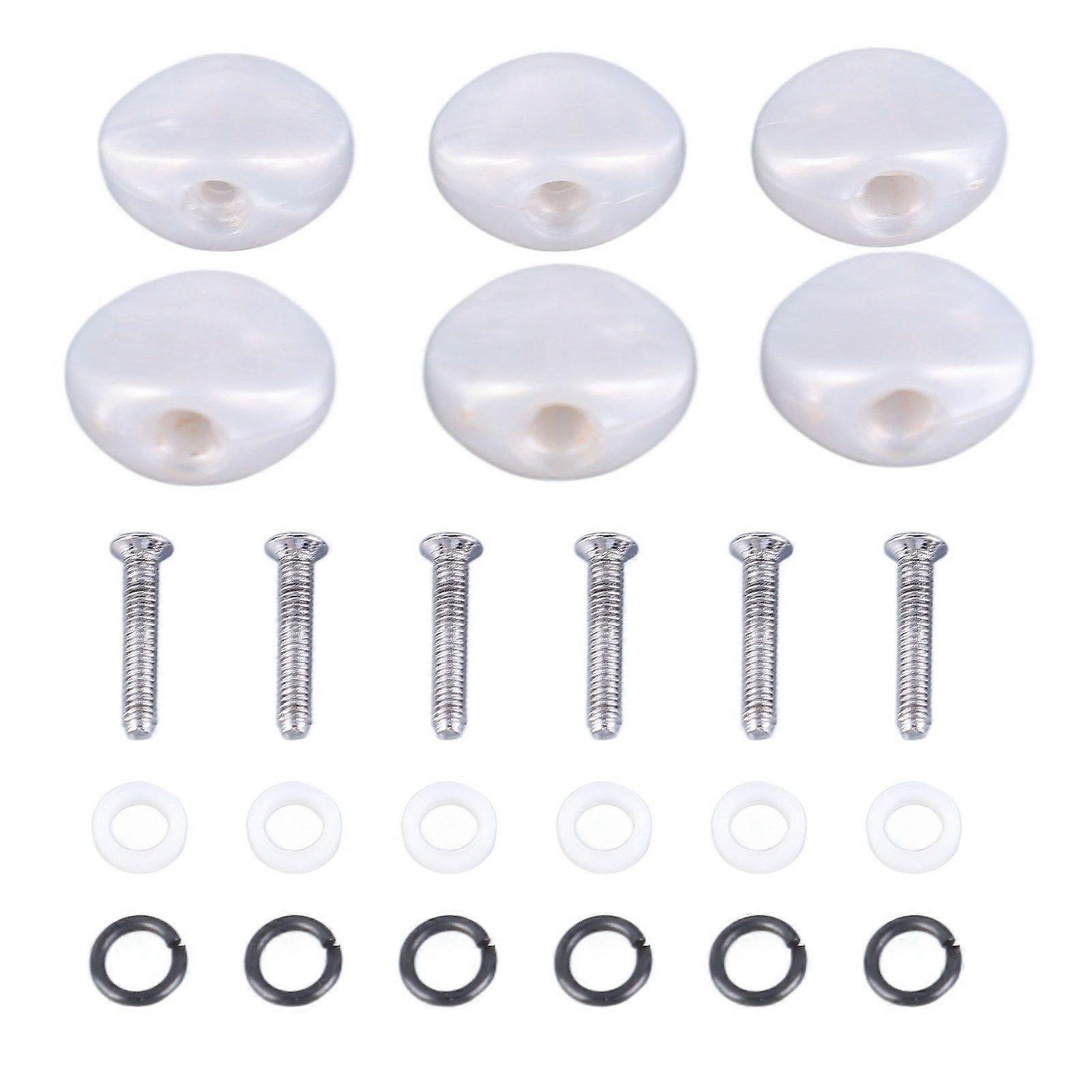 6PCS Tuning Key Button Electric Guitar Tuners Machine Head Replacement Button Tuners Machine Handle White