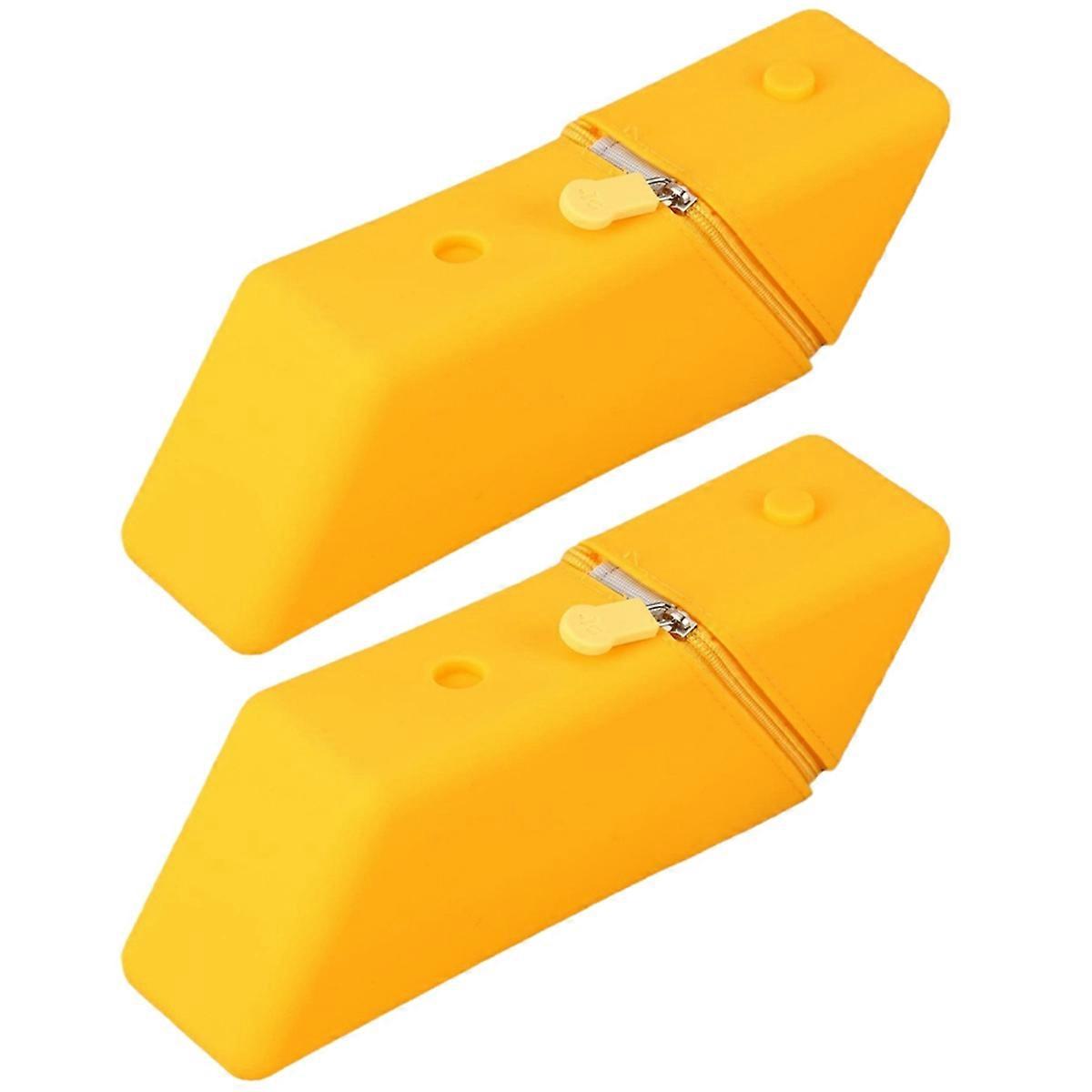 2pc Large Capacity Student Pencil Case Silicone Pencil Case Gradient Rectangular Stationery Organiz