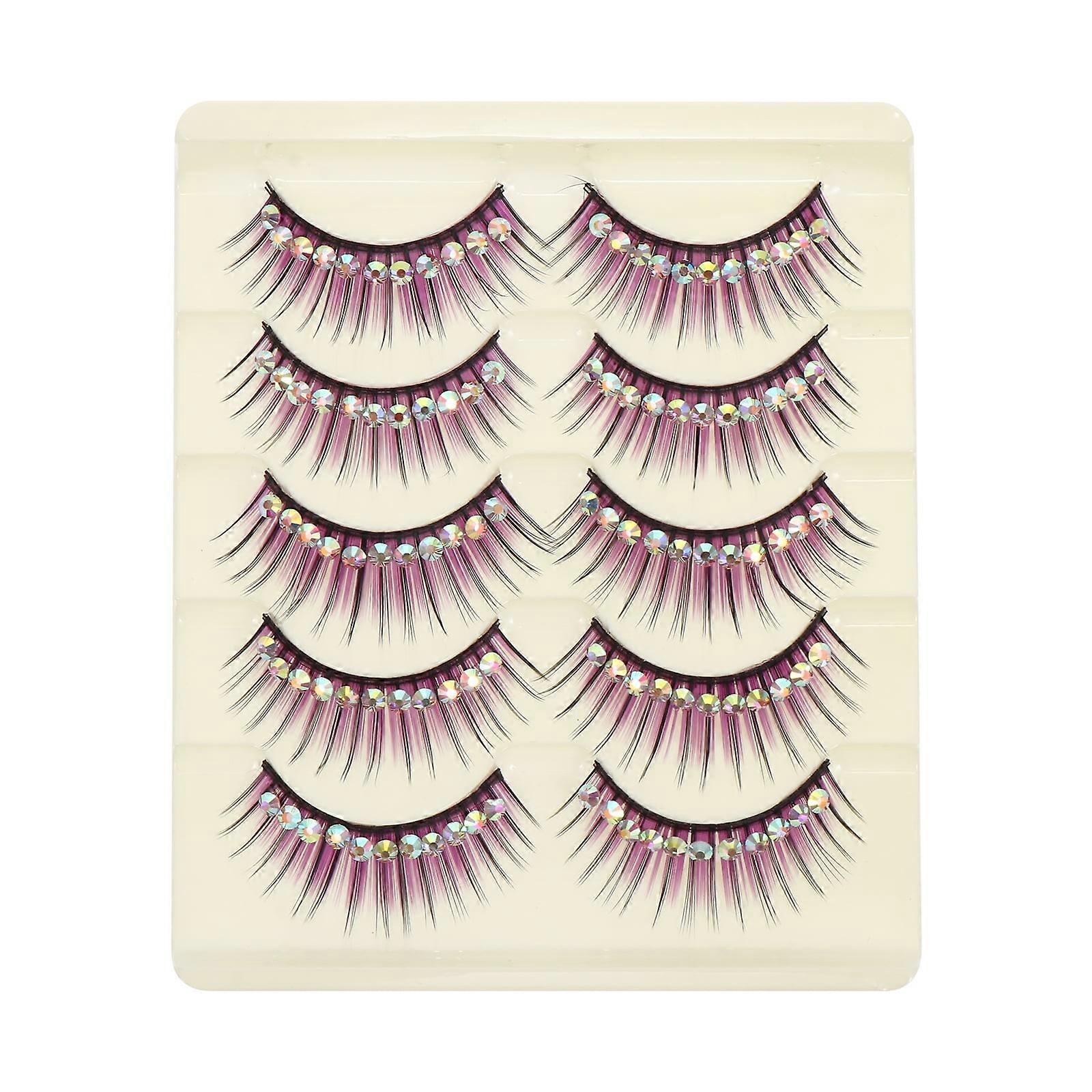 Haust 5 Pairs of Thick Exaggerated False Eyelashes with Diamond for Performance