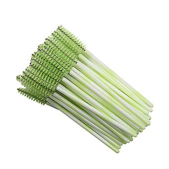 Veeki 100Pcs Disposable Mascara Brush Stick, Double Color Rod Color Eyelash Roller Portable Nylon Eyelash Brush Eyelash Comb (Green)