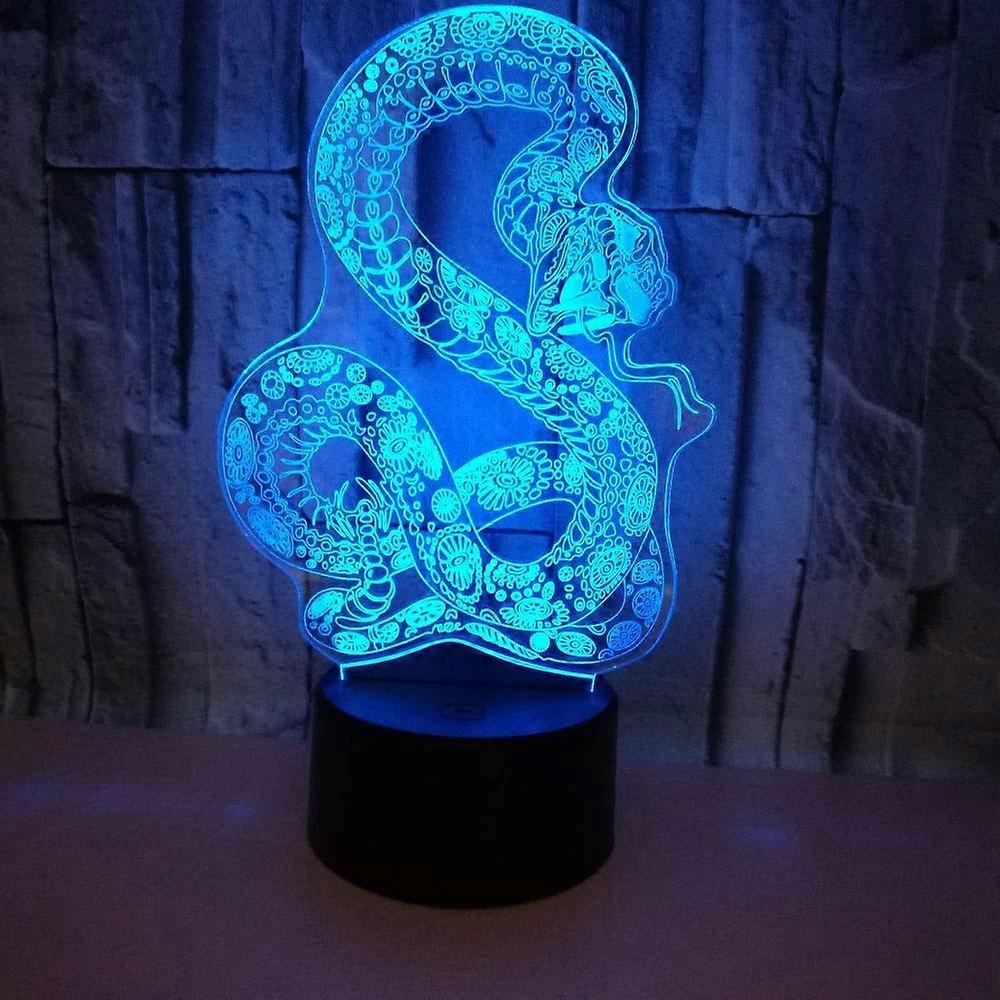 3D Snake Night Light USB Powered Touch Switch Optical Illusion 7 Color Changing Lights LED Table Lamp Kids Decor Gift