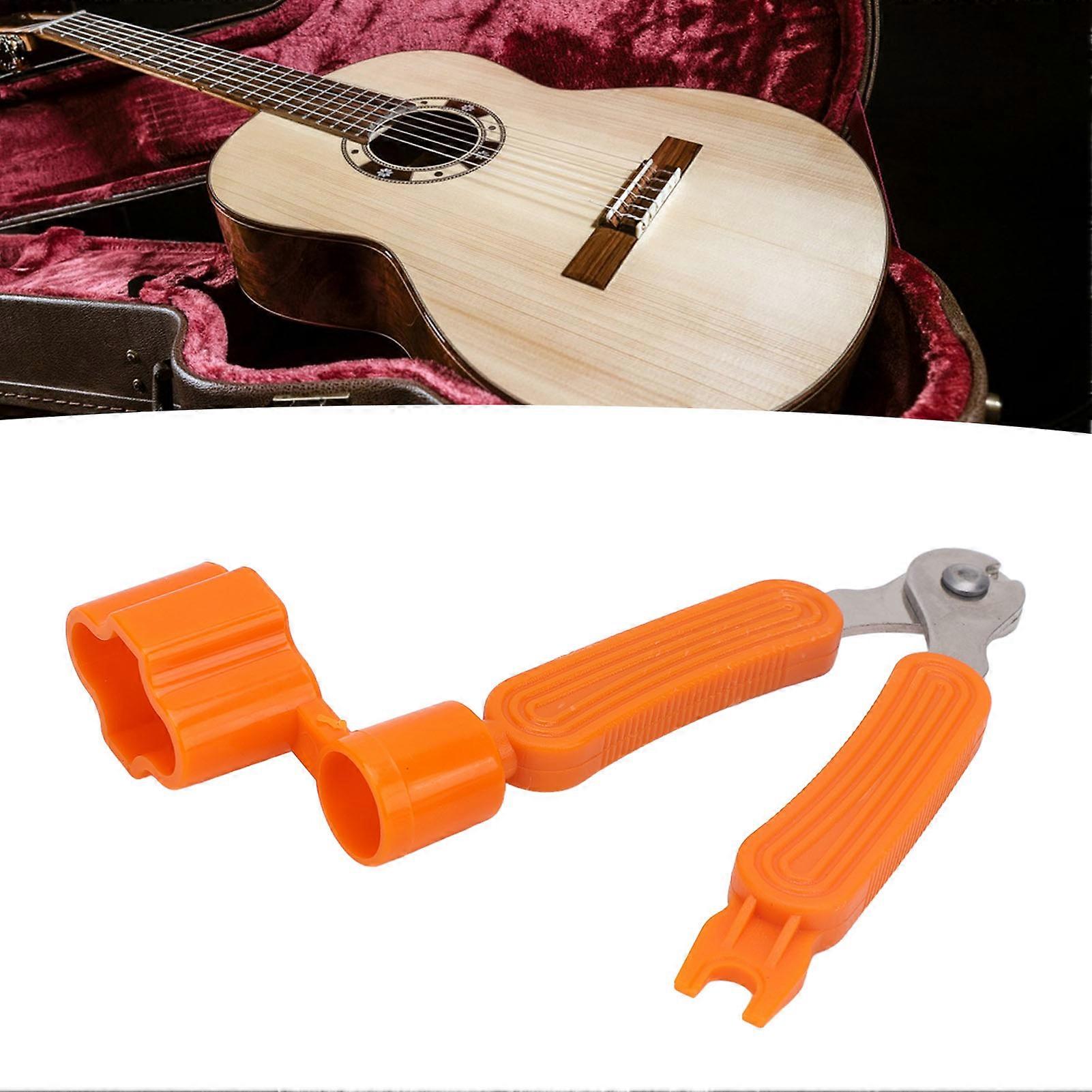 3 in 1 Guitar String Winder Cutter Pin Puller Tool Orange Metal ABS