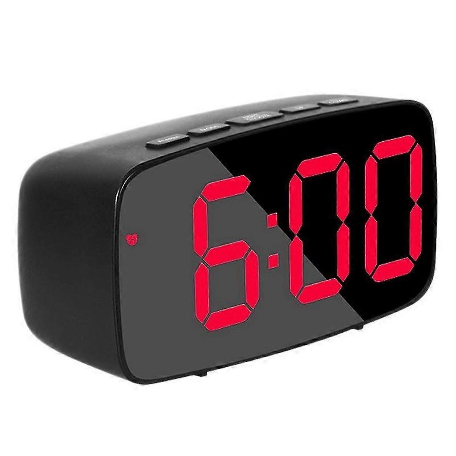 Smart Digital Alarm Clock Bedside,Red LED Travel USB Desk Clock with 12/24H Date Temperature Snooze