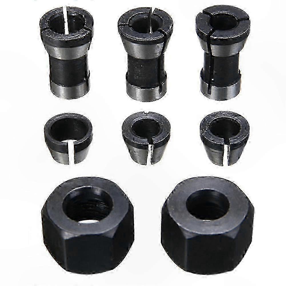 8-Piece Precision Collet Adapter Set for Engraving and Trimming Tools, 6mm/6.35mm/8mm Chuck Compatibility
