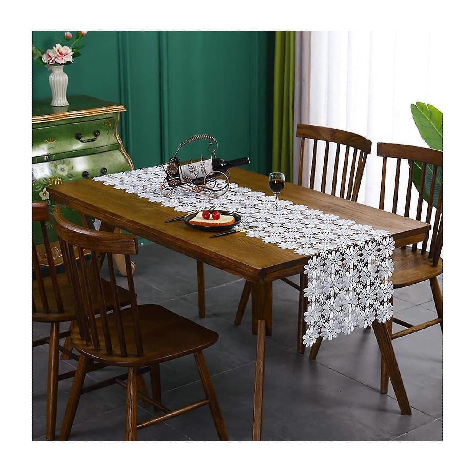 Autumn Table Runner Rectangle 40x150cm Polyester with Hollow Flower Lace for Dining Room Decor