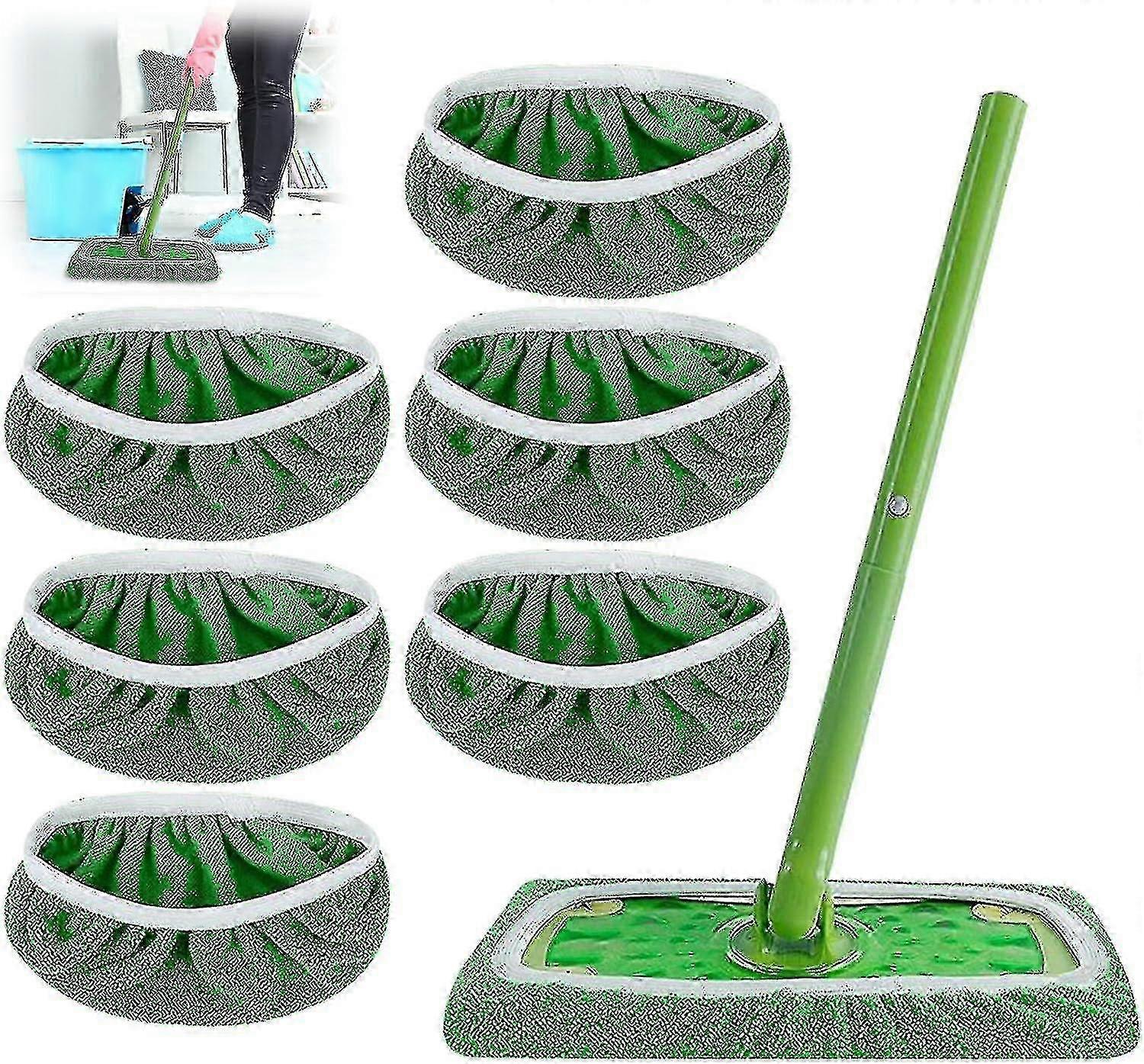 25-26 6pcs Reusable Microfiber Mop Pads For Swiffer Sweeper Mop, Dry Sweeping Cloths Wet Mopping Cloths For Mopping Floors