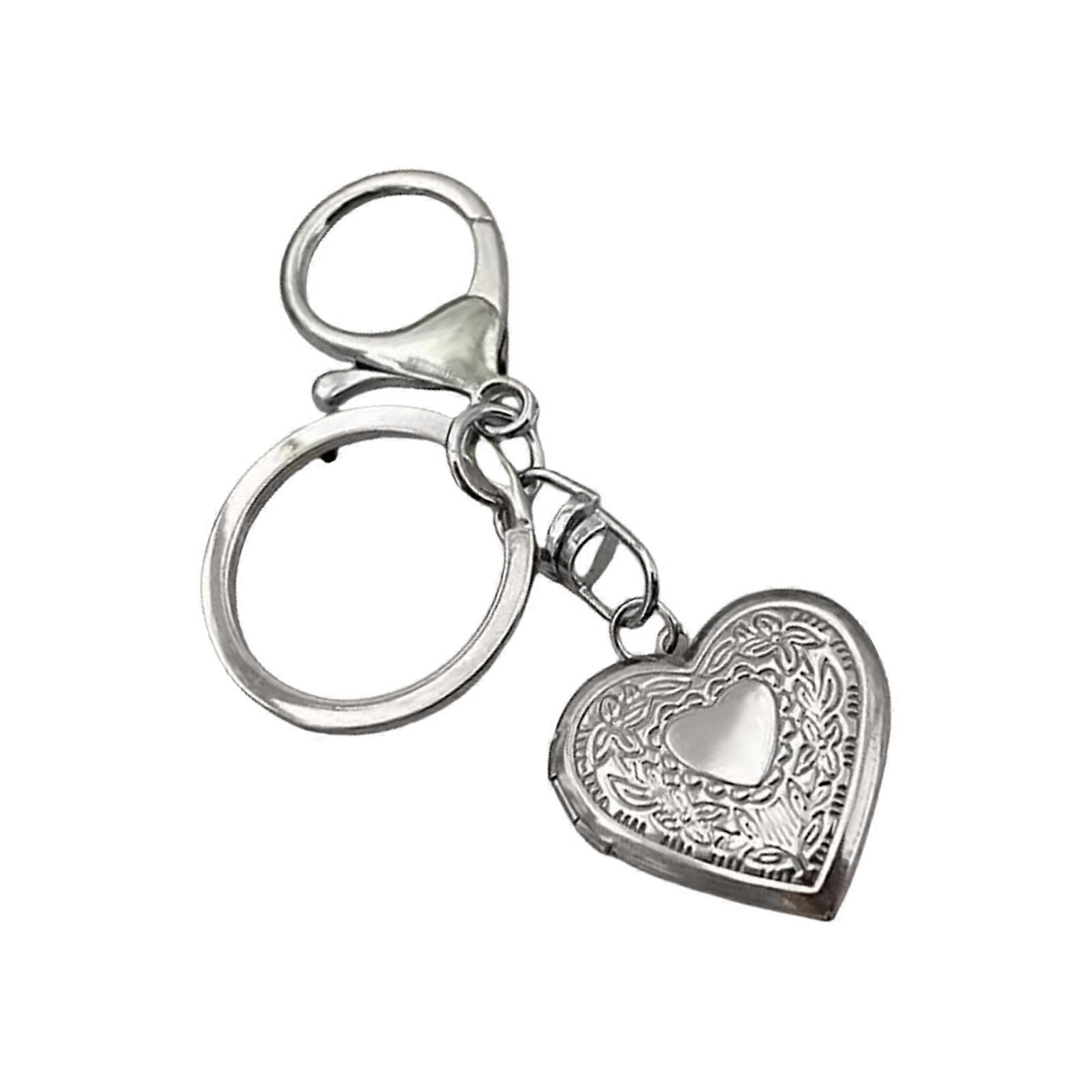Elegant Photo Frame Heart Locket Keychain Handmade Heart-Shaped Small Box Keyring Lightweight Carabiner Key Holder Multicolor