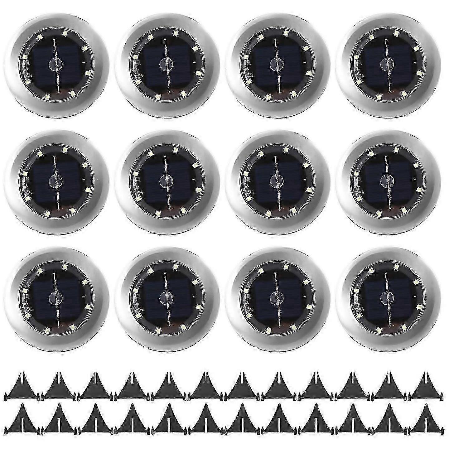 Outdoor Garden Solar Disk Lights - 8 LED 12 Pack -  Years Model Specific