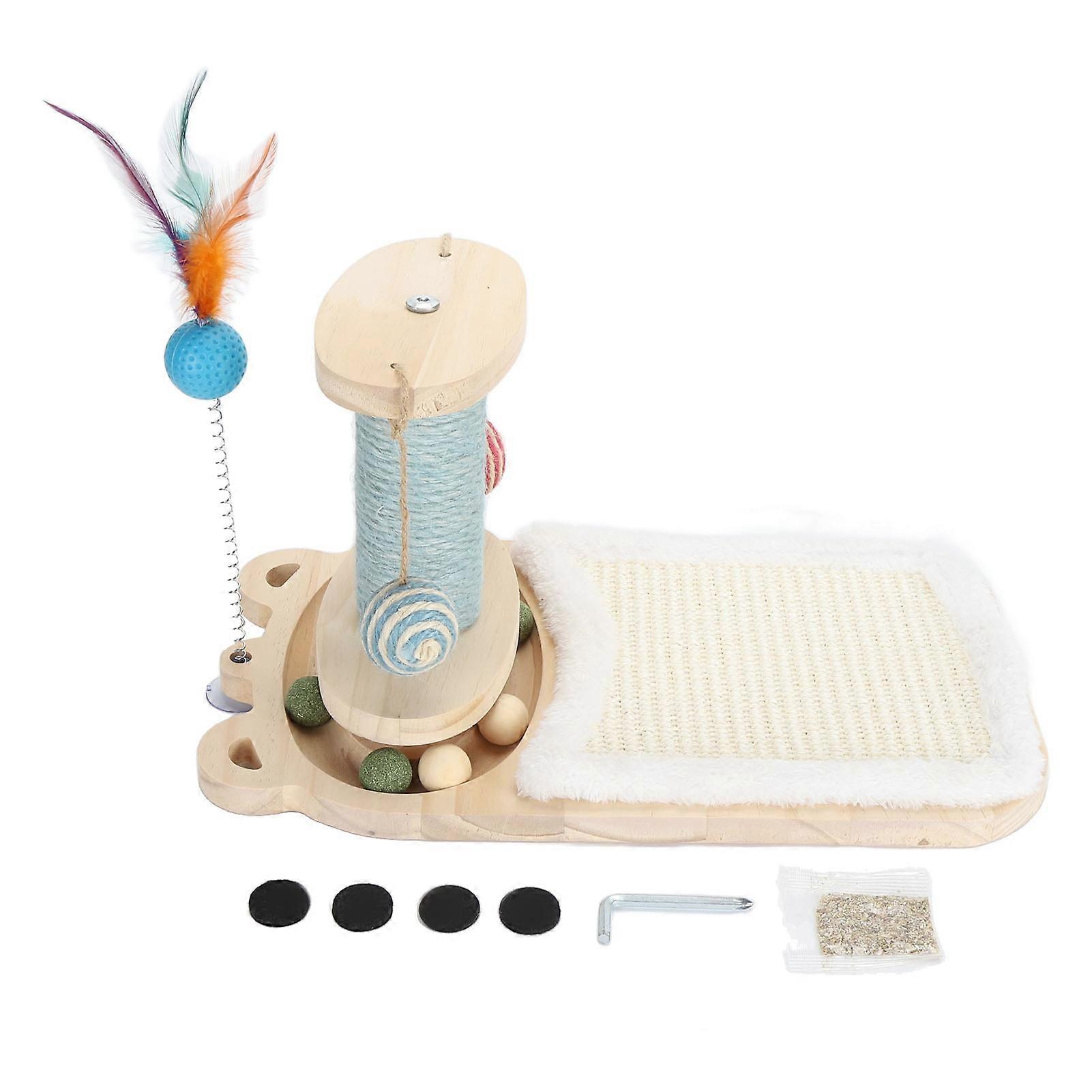 Cat Scratching Post Interactive Versatile Wooden Small Cat Tower Cat Tree Scratching Post for Home Indoor