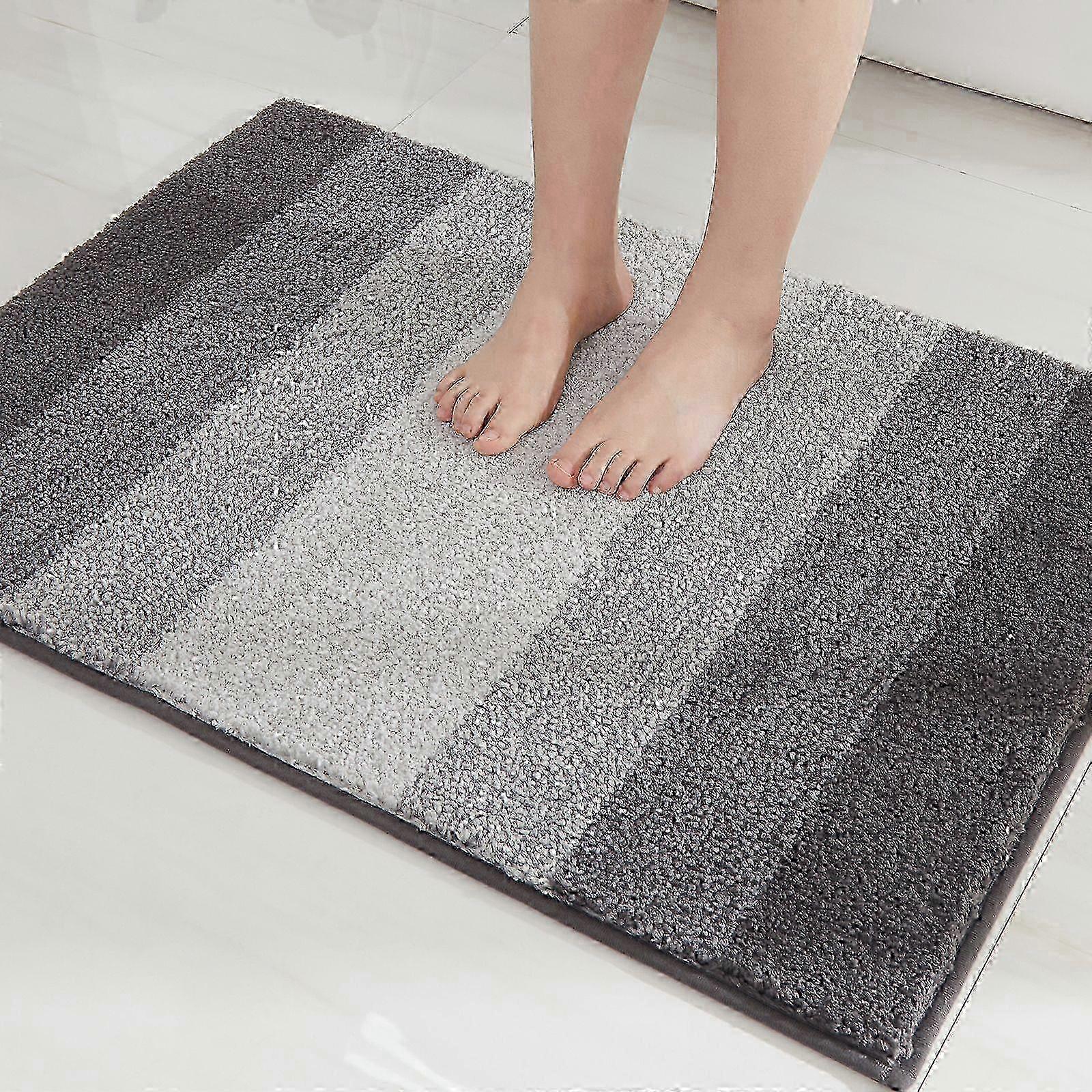 Plush Gradient Striped Bath Mat in Gray 40x60cm