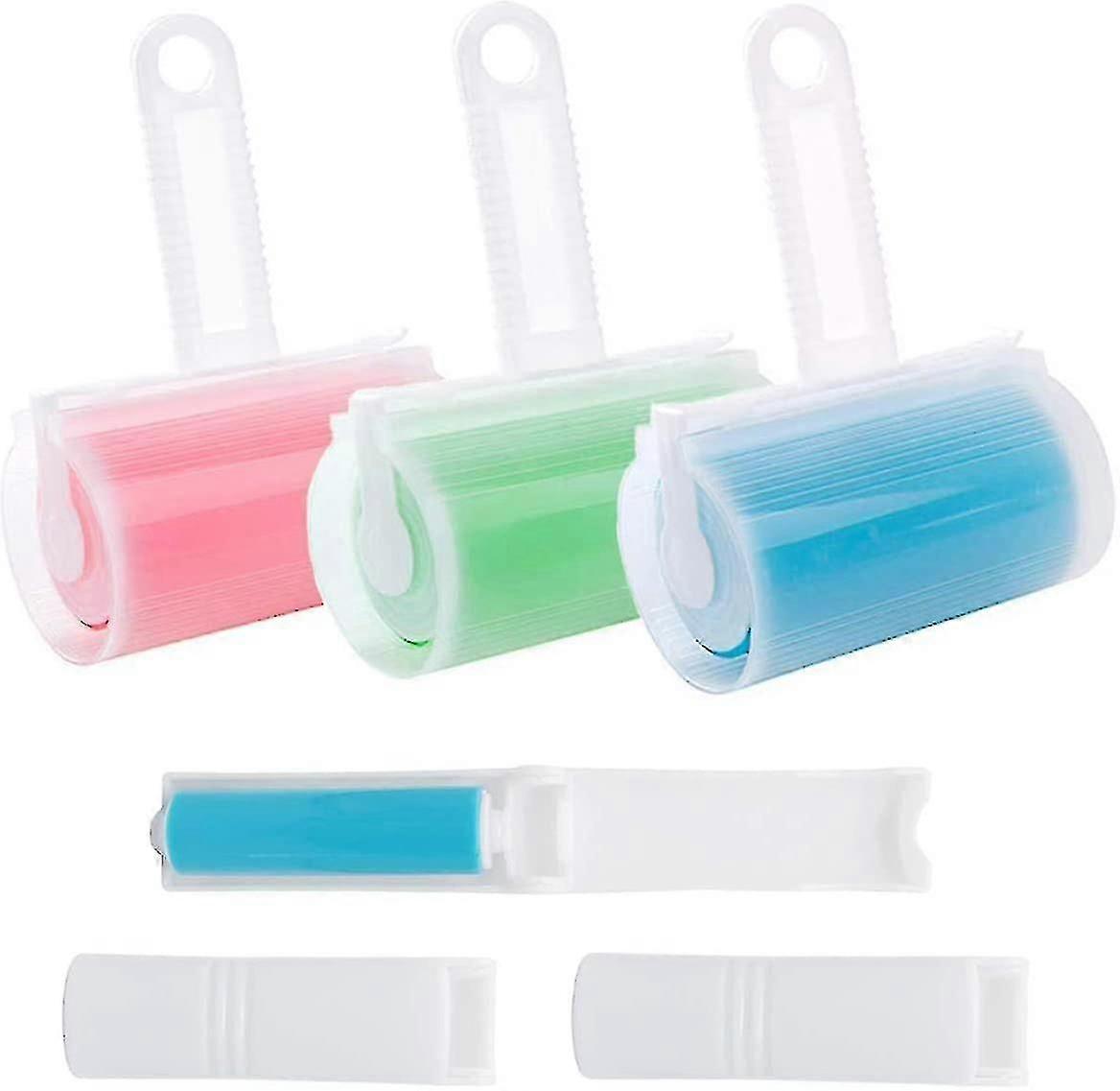 接着剤リントローラー6pcs洗濯可能なブラシ再利用可能な粘着性ペットの毛の凝塊