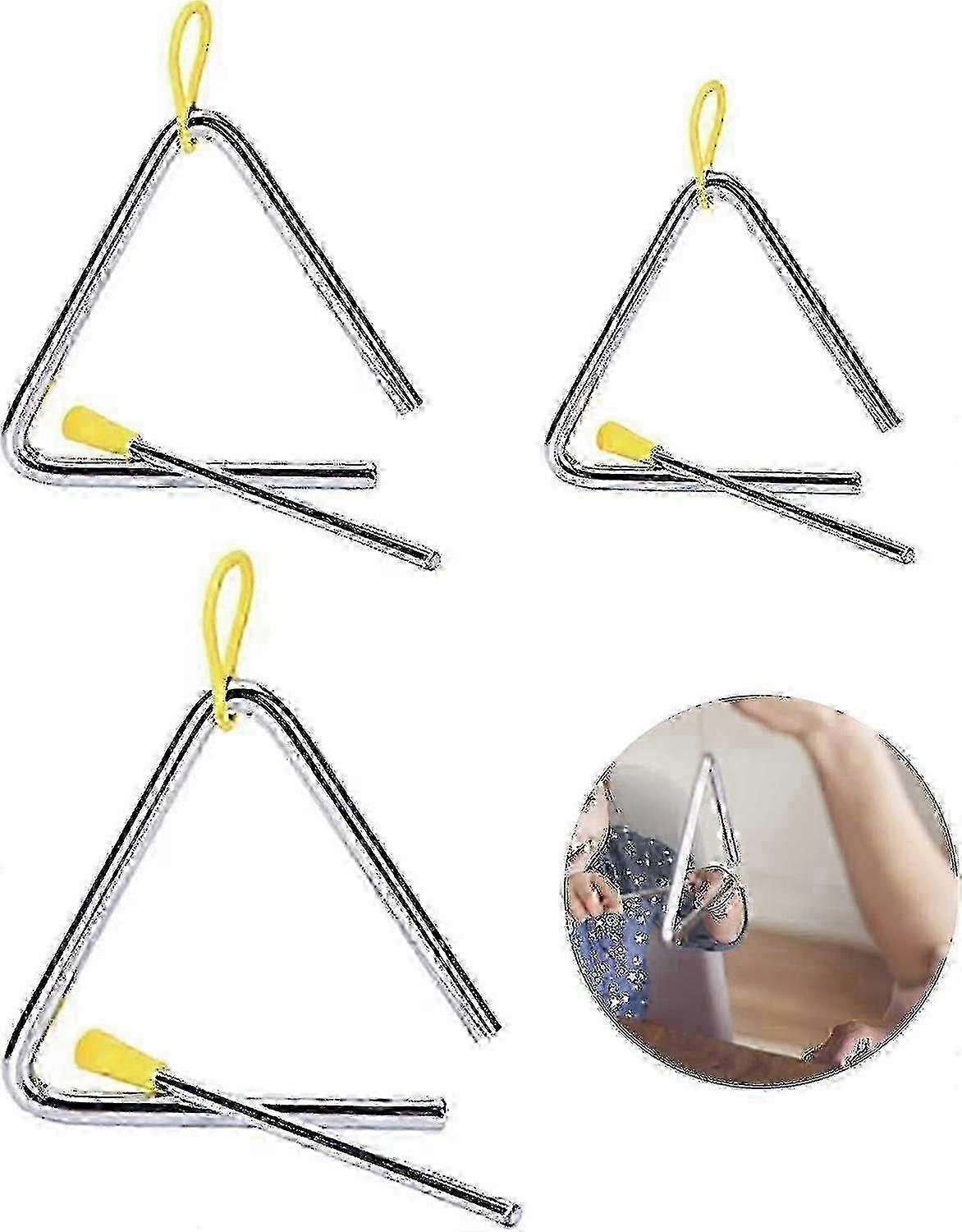 3-piece Triangle Musical Instrument Set Triangle Percussion Instrument With Beater And Rubber Handle Musical Enlightening Instruments For Childre TOP