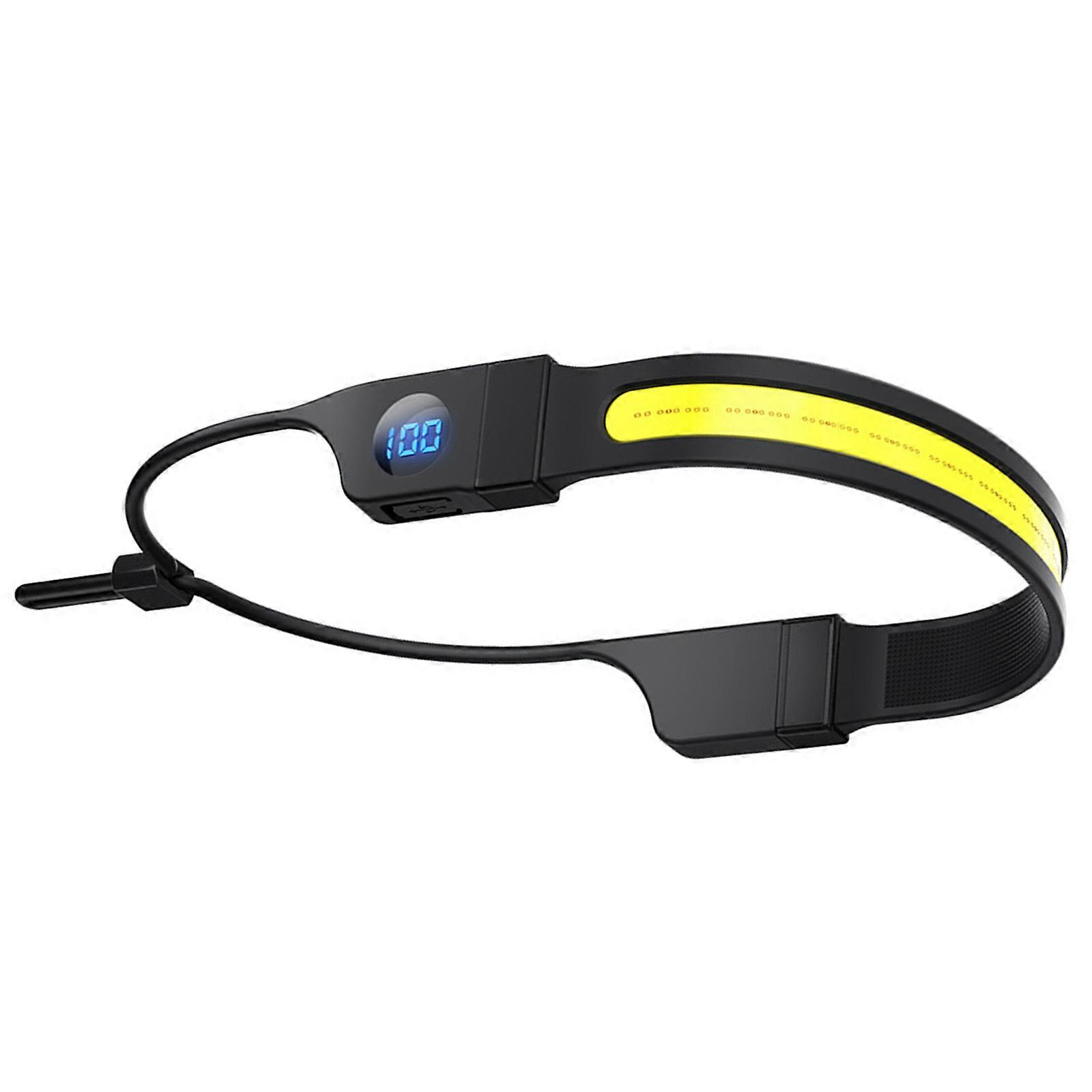 Rechargeable LED Headlamp with Digital Battery Display Adjustable Strap 3 Lighting Modes for Night Activities Camping Multicolor