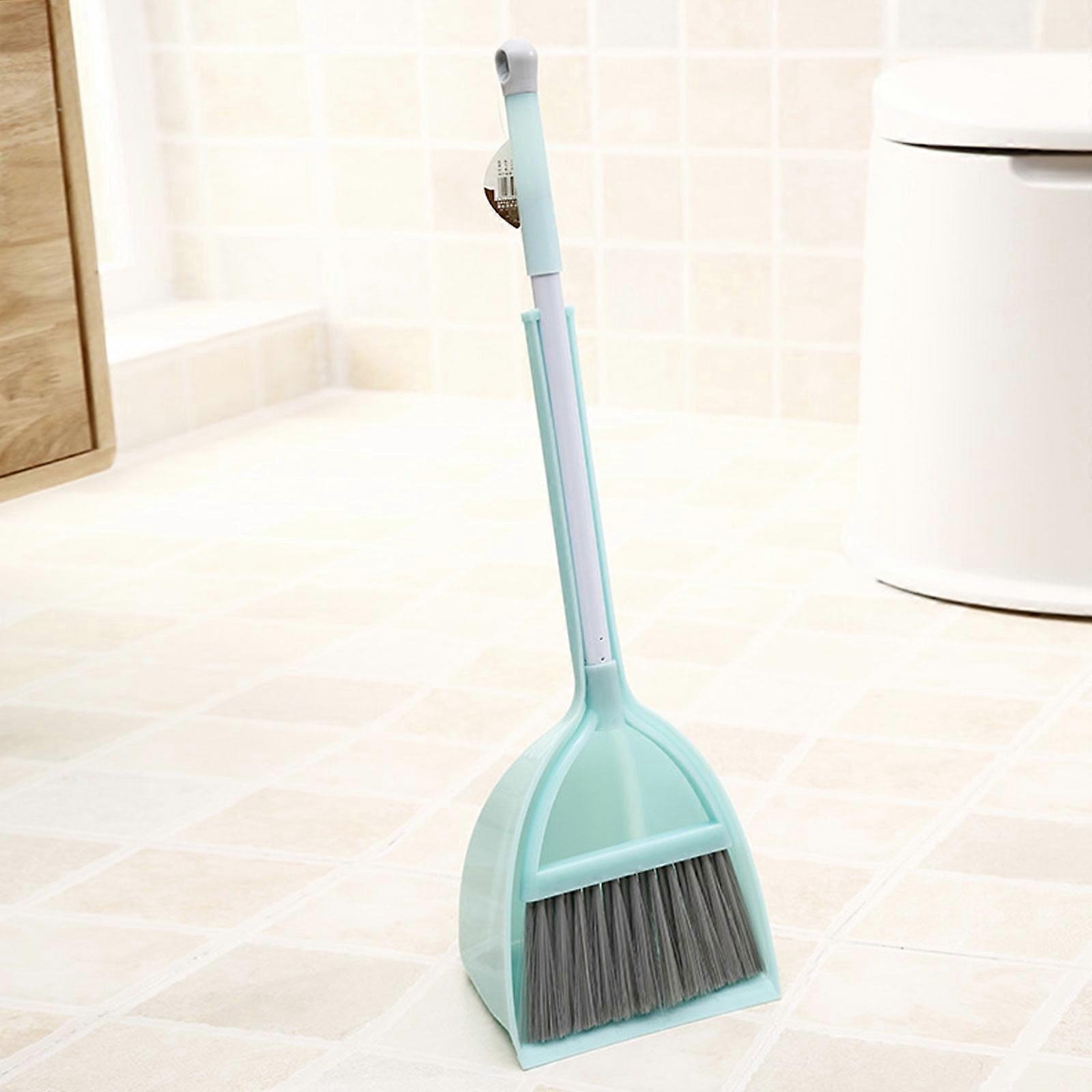 Upright Long Handle Broom and Dustpan Set for Home, Stainless Steel Handle Combo - Compatible with Home & Office Use