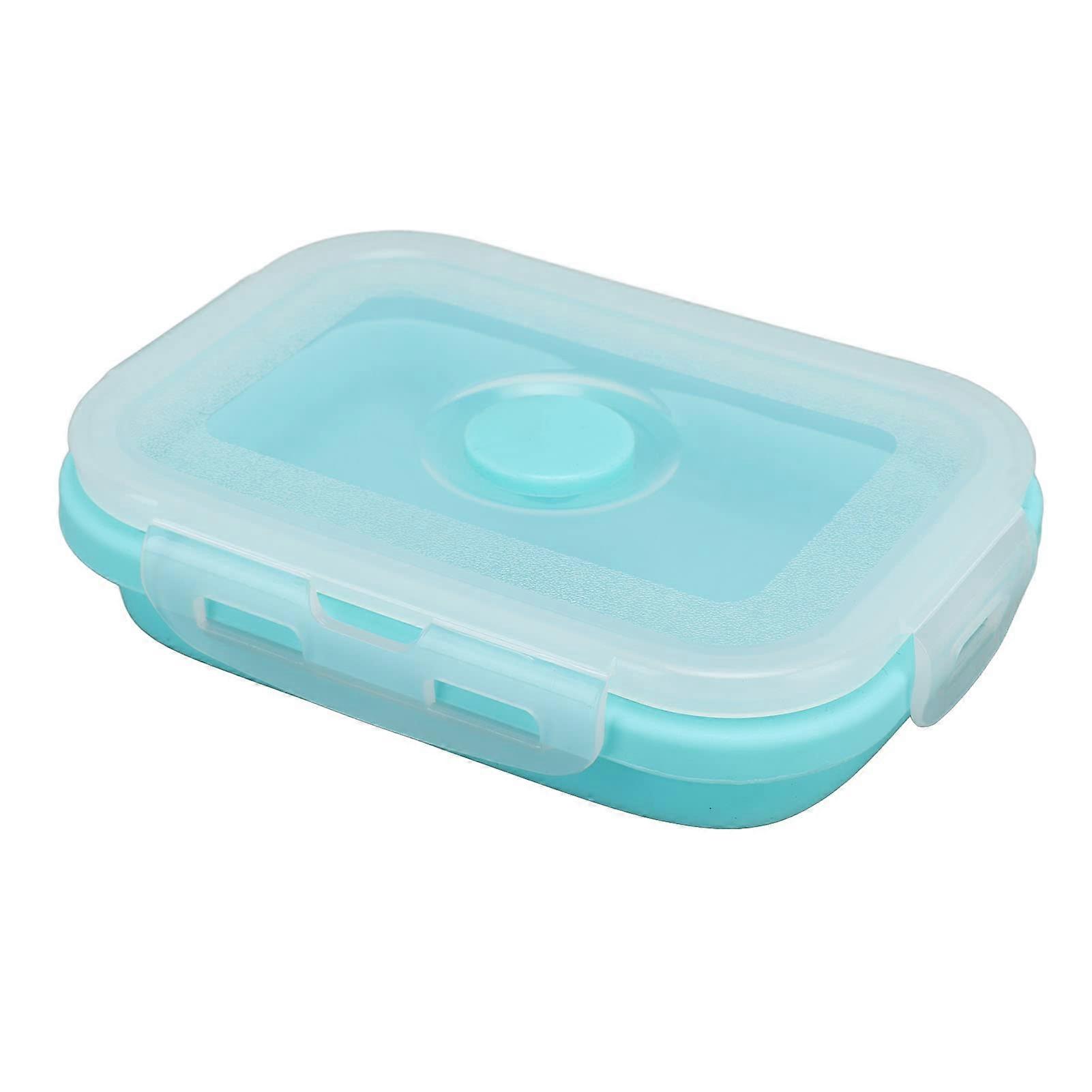Silicone Food Storage Container 500ml Capacity  Temperature Resistant Microwave Safe Bento Box Blue