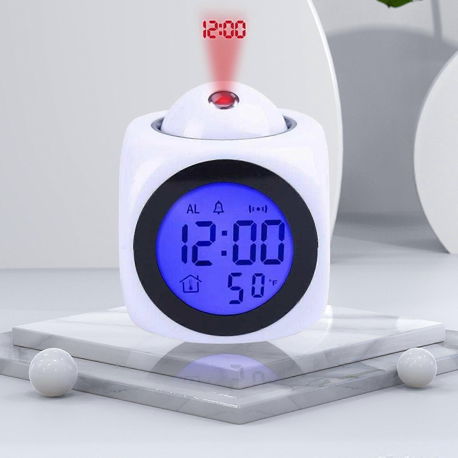 Kayannuo Christmas Clearance Digital Alarm Clock with Weather Station, LCD Wall Projection, Temperature Display, Colorful LED - Compatible with AAA