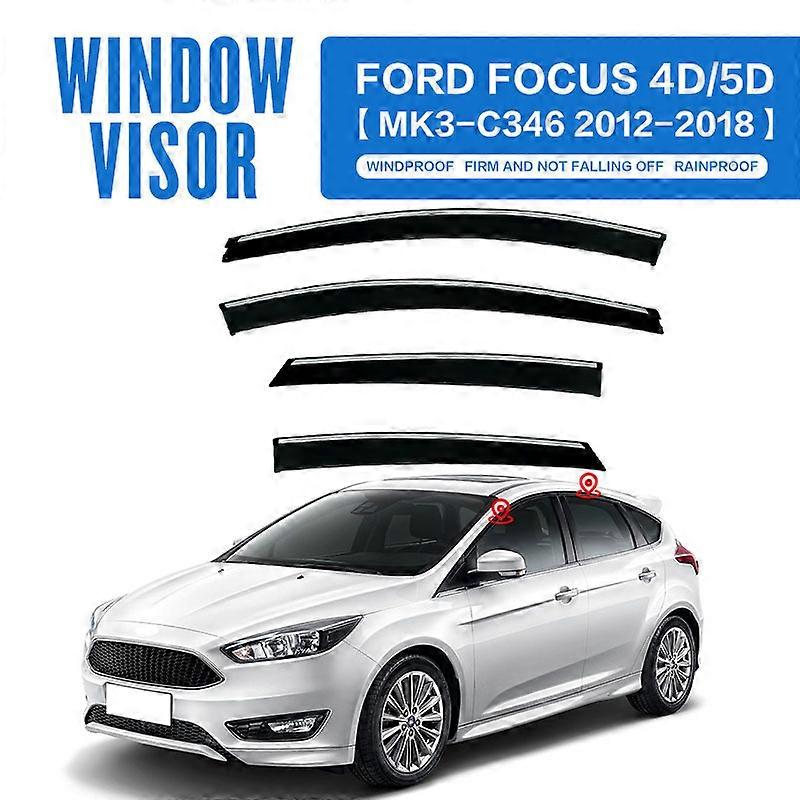 Door Visor For FORD Focus MK3 C346 2012-2018   Window Visor Vent Ventvisor Wind Deflectors Visors Rain Guard Shades Visor