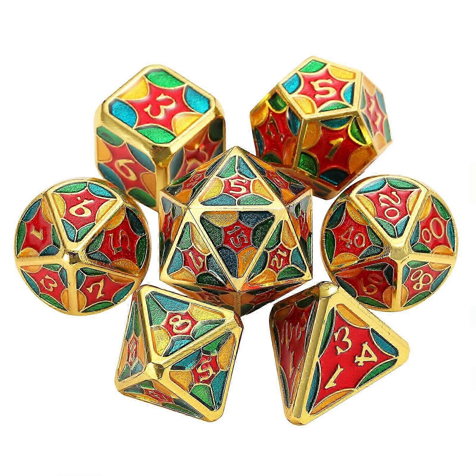 7Pcs/Set Various Shapes Metal Dices Different Number of Faces Game Dices Toy