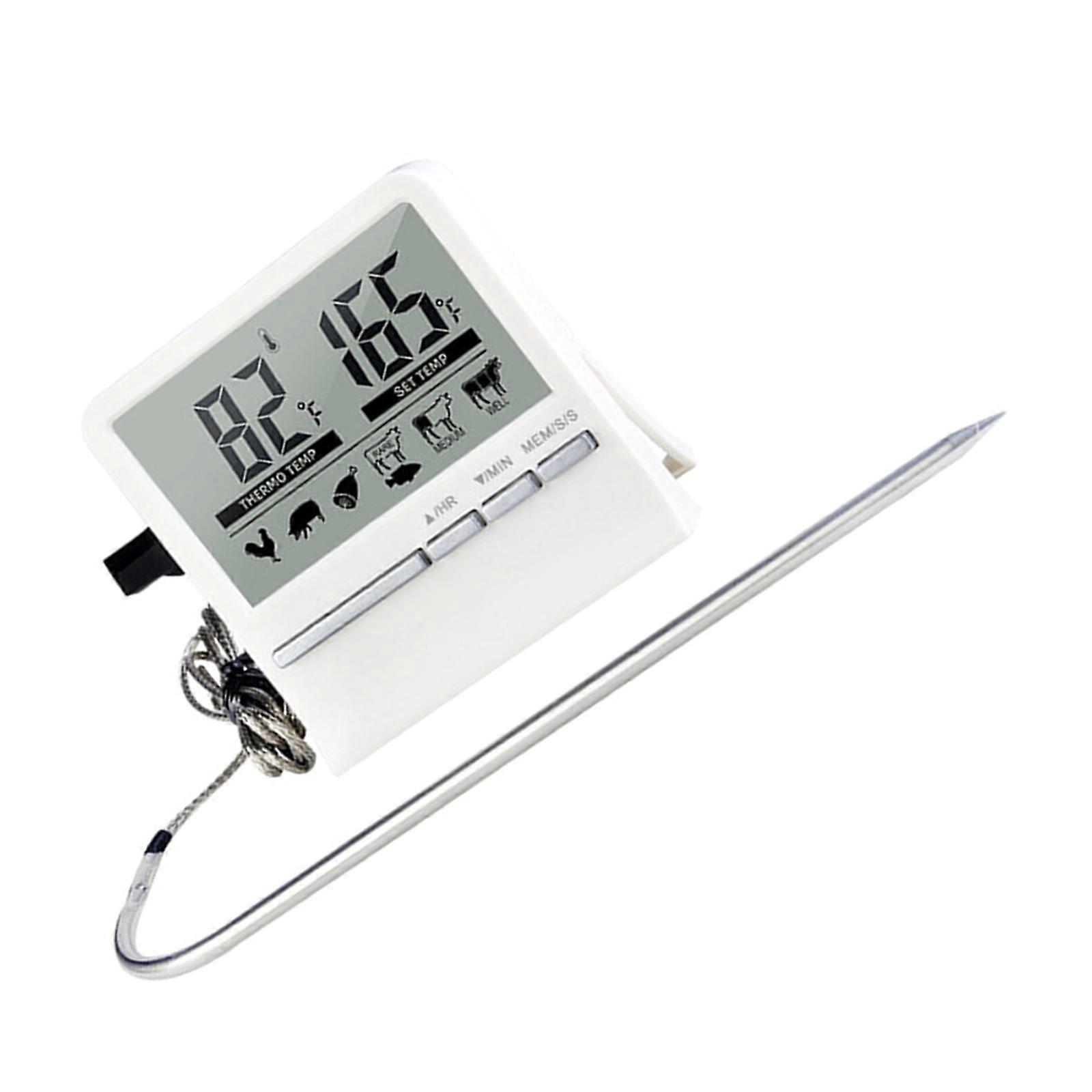 Meat Thermometer Digital, InstantRead Meat Thermometer for Grills and Cooking,0~250°C (32-482℉) with Alarm Timer  White