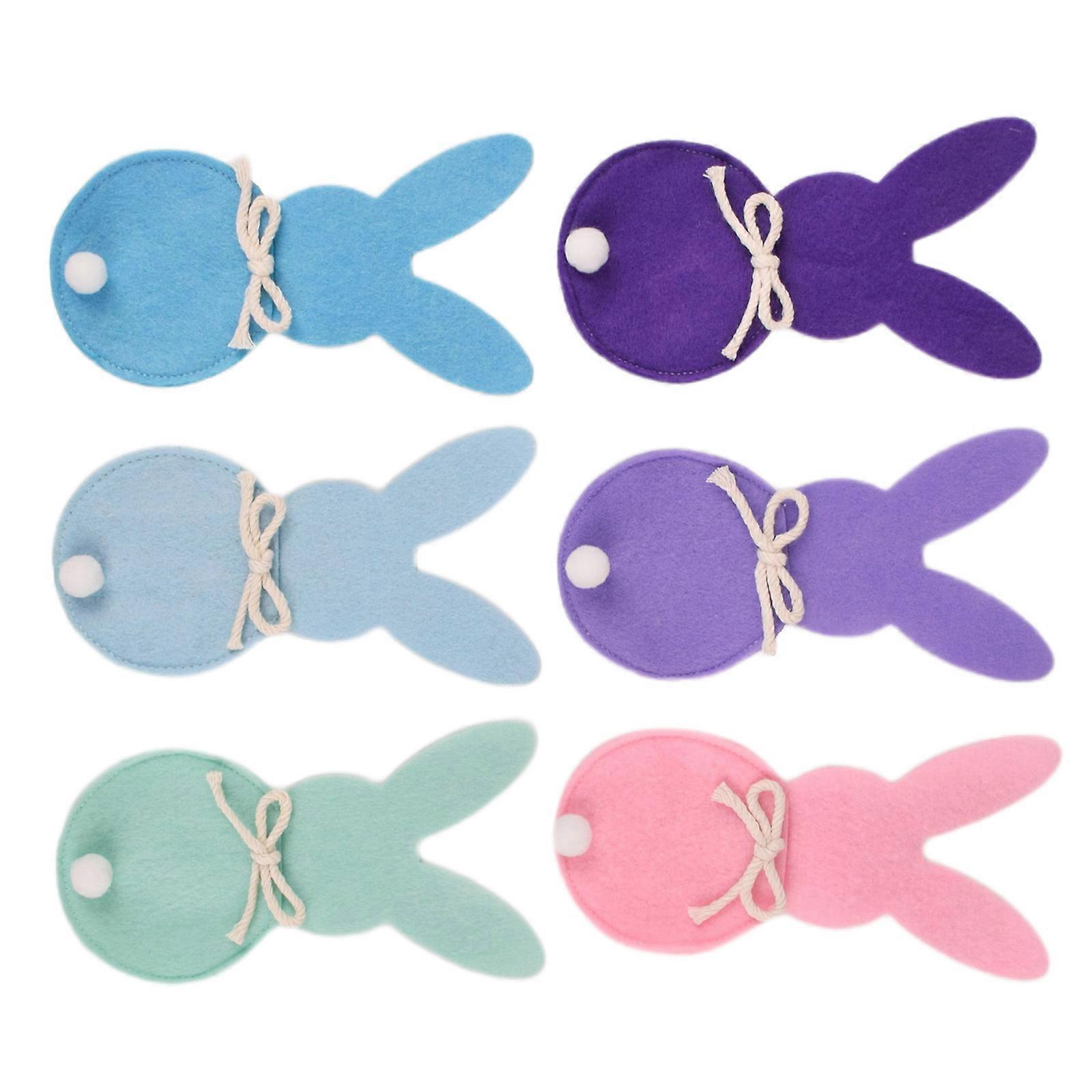 6Pcs Easters Rabbit Cutlery Holders Cutlery Pocket Easters Rabbit Dinnerware Bags for Creative Table Arrangements Multicolor