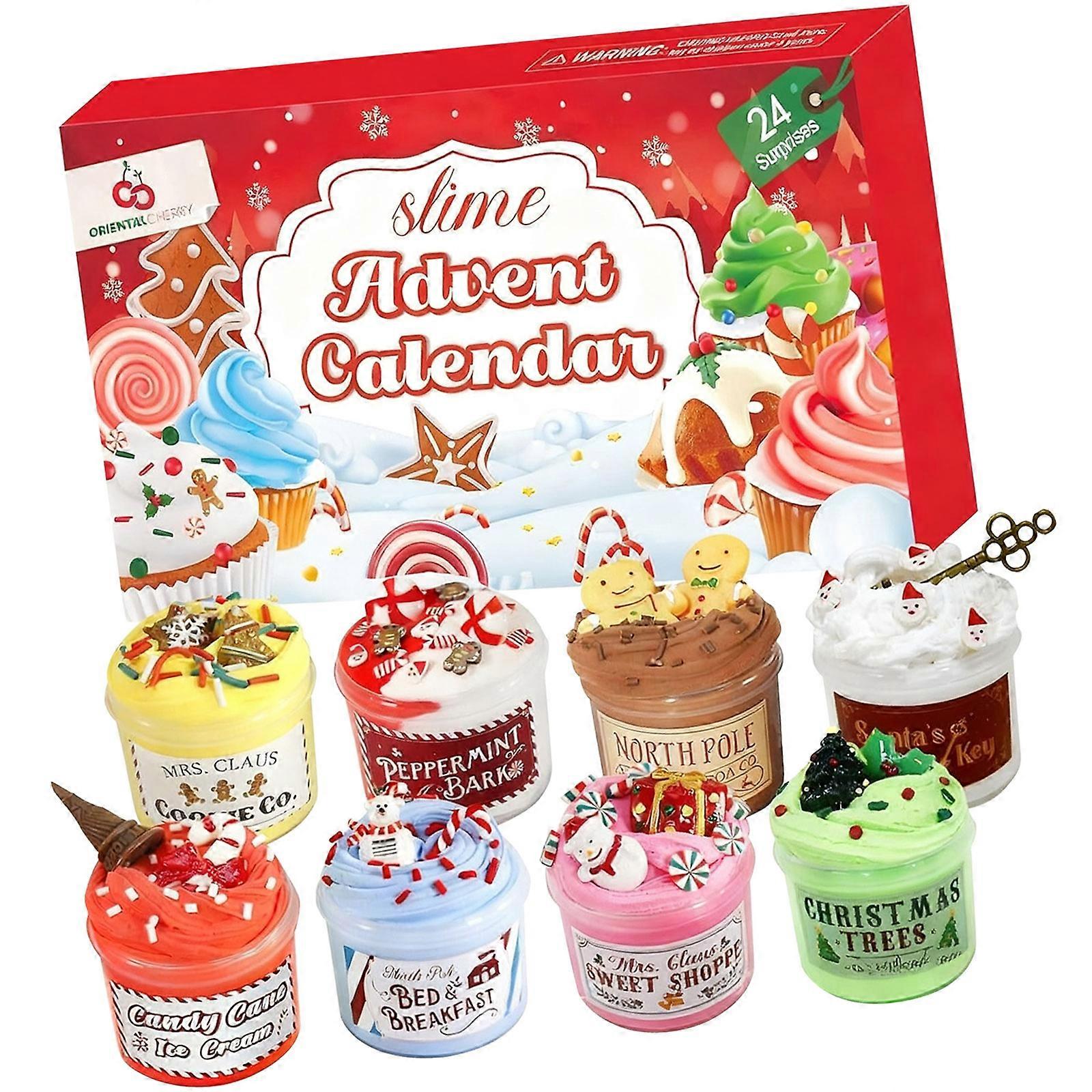 Christmas Advent Calendar Clay Craft Set 24 Days Advent Calendar with 10 Color Creamy Clays 19 Ornaments For Kids Gift Multicolor