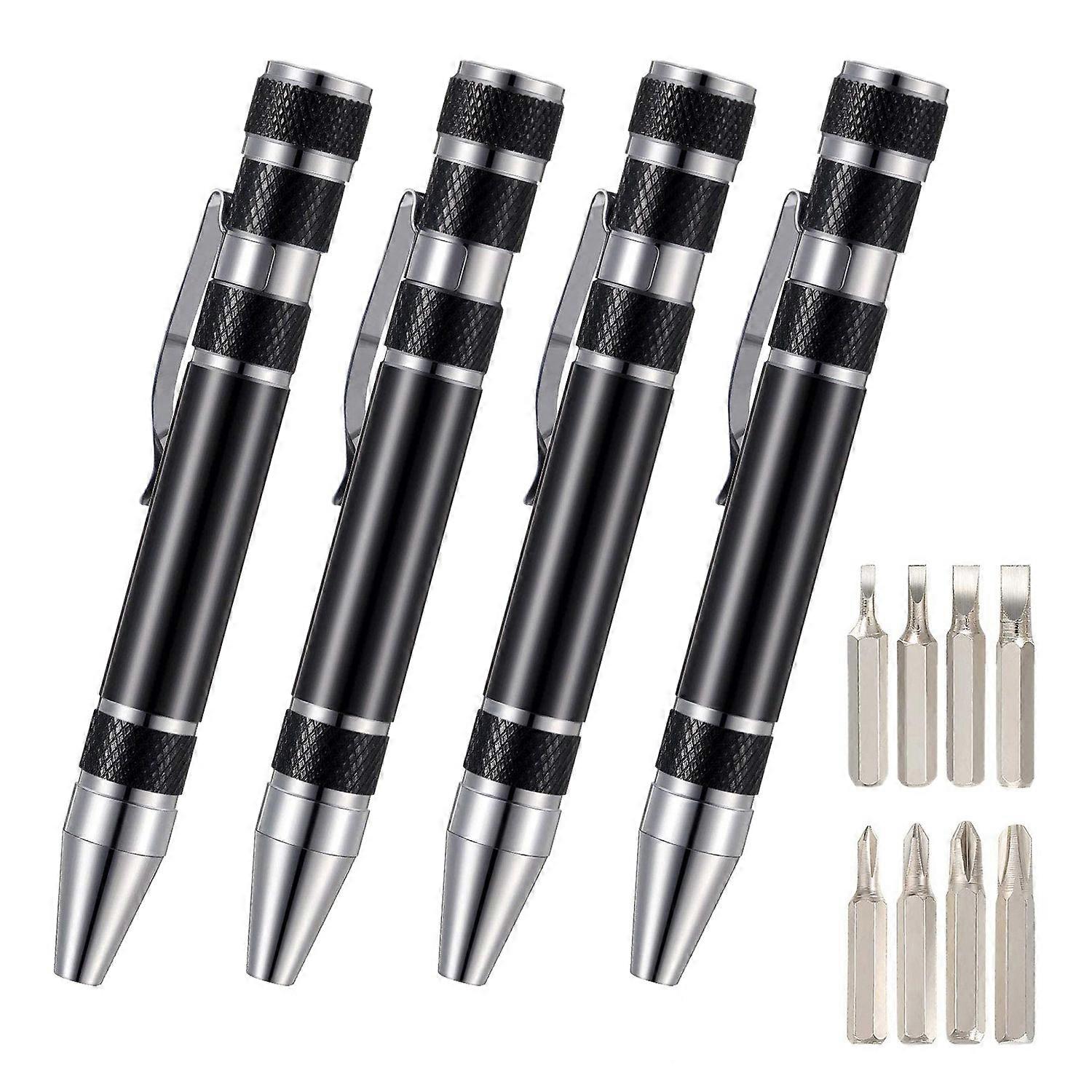 4 Pcs Pen Screwdriver Tool Magnetic Pocket Screwdriver Multi-Function Mini Gadgets Repair Tools (Bl
