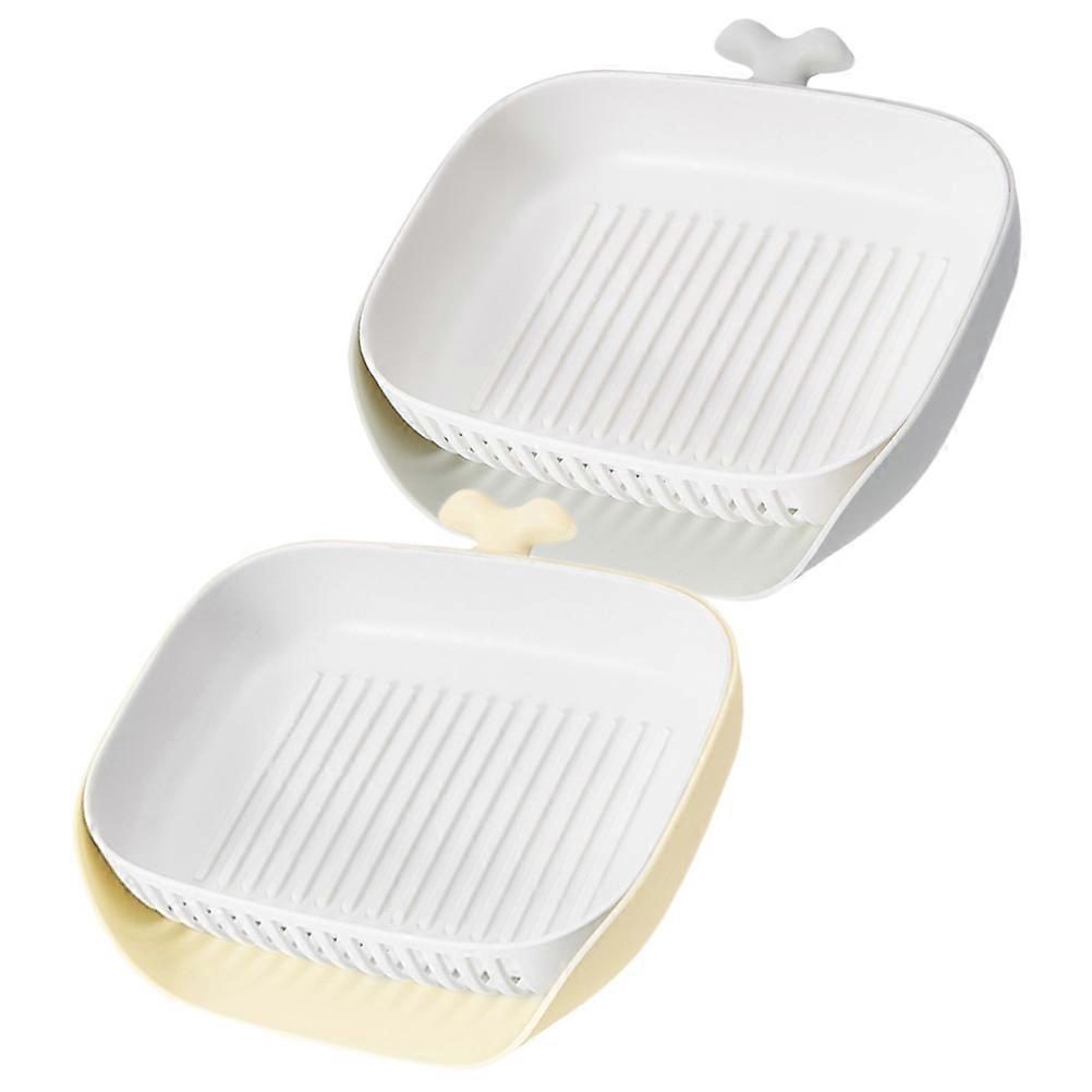 2pcs Bathroom Countertop Soap Holder Multi-functional Sponge Draining Holder Whale Shape Soap Plate