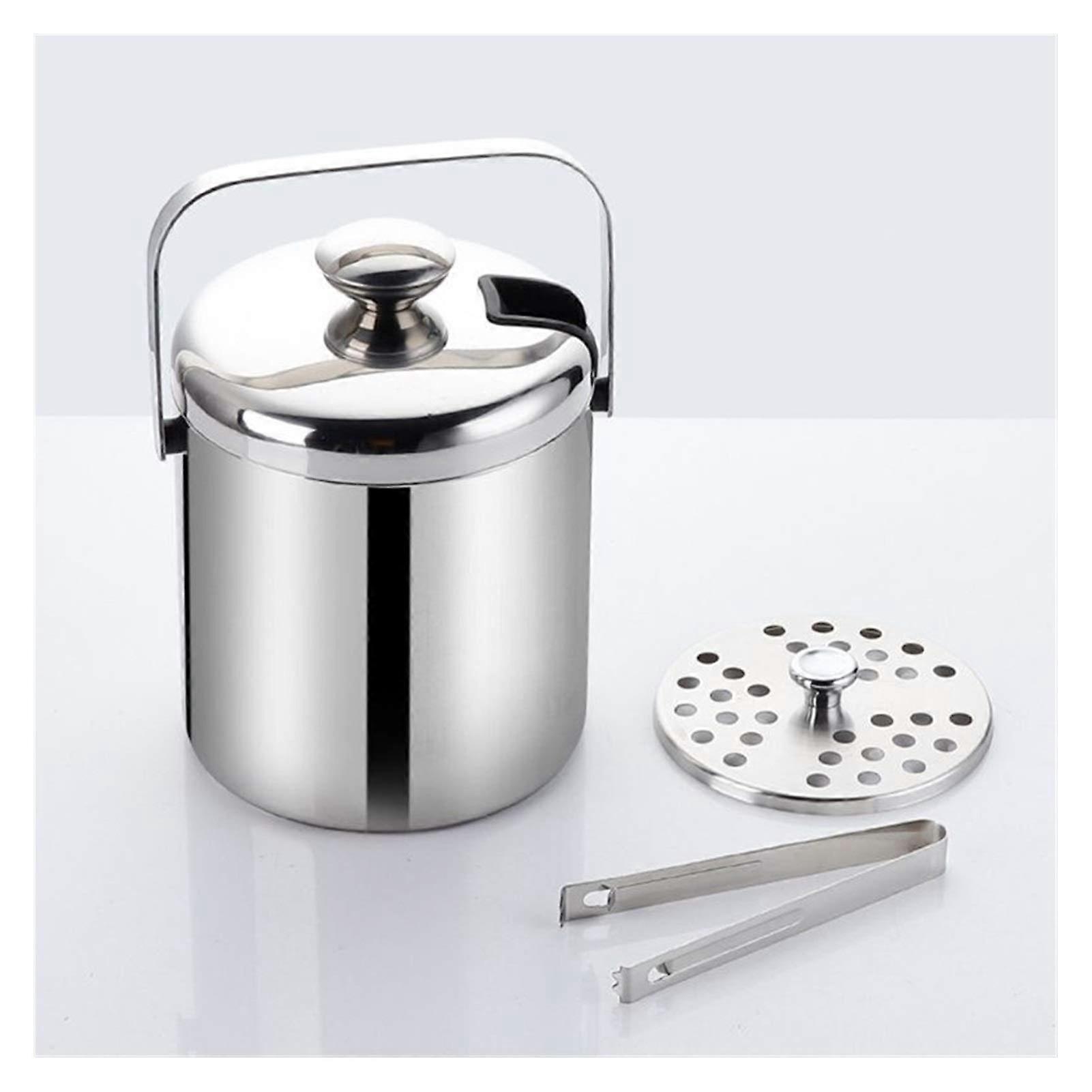 Ice Bucket DoubleWall Stainless Steel Insulated Wine Chiller with Lid and Tong for Parties