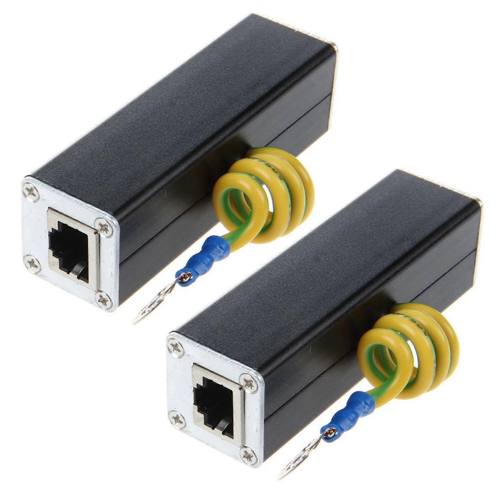 2X Semoic RJ45 Plug Ethernet Network Surge Protector Thunder Arrester 100MHz