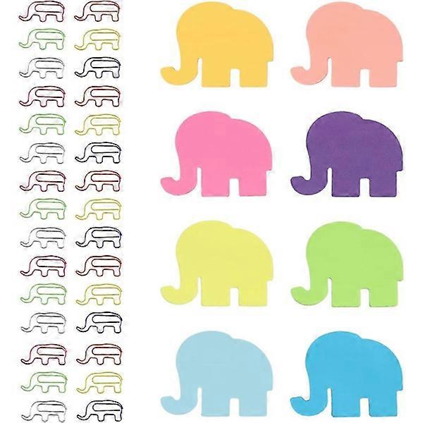 SELF-ADHESIVE NOTES, 240 Elephant Sticky Notes & 60 Elephant Paper Clips, 8
