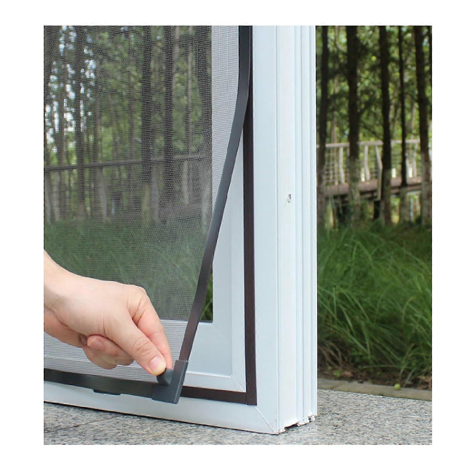 Magnetic Window Screen with Full Frame Seal, Adjustable DIY Kit, Grey Mesh 100x120cm