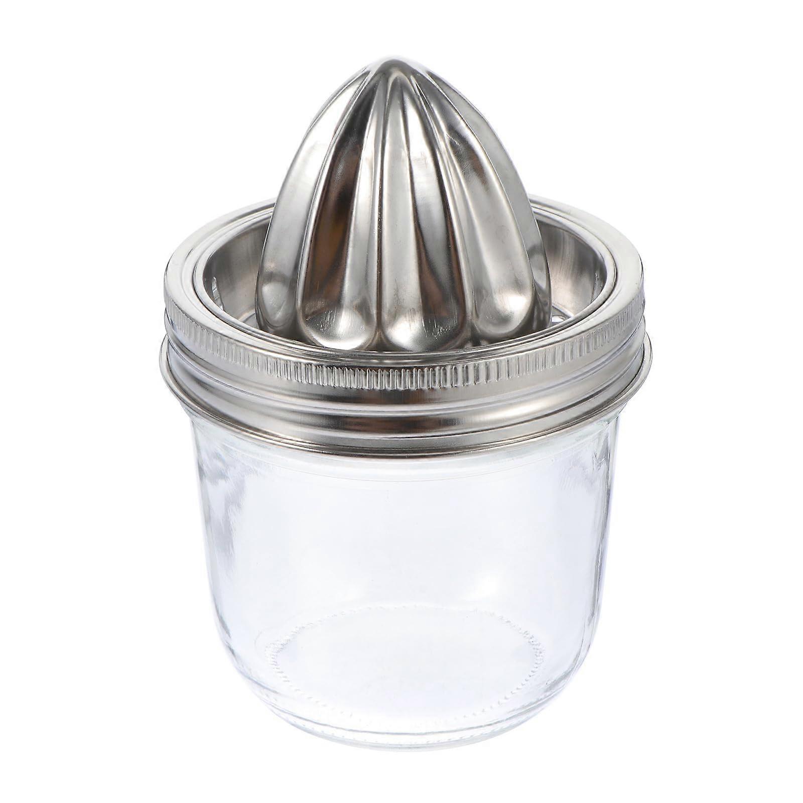 Stainless Steel Manual Citrus Juicer Hand Press Lemon Orange Squeezer with 280ml Mason Jar