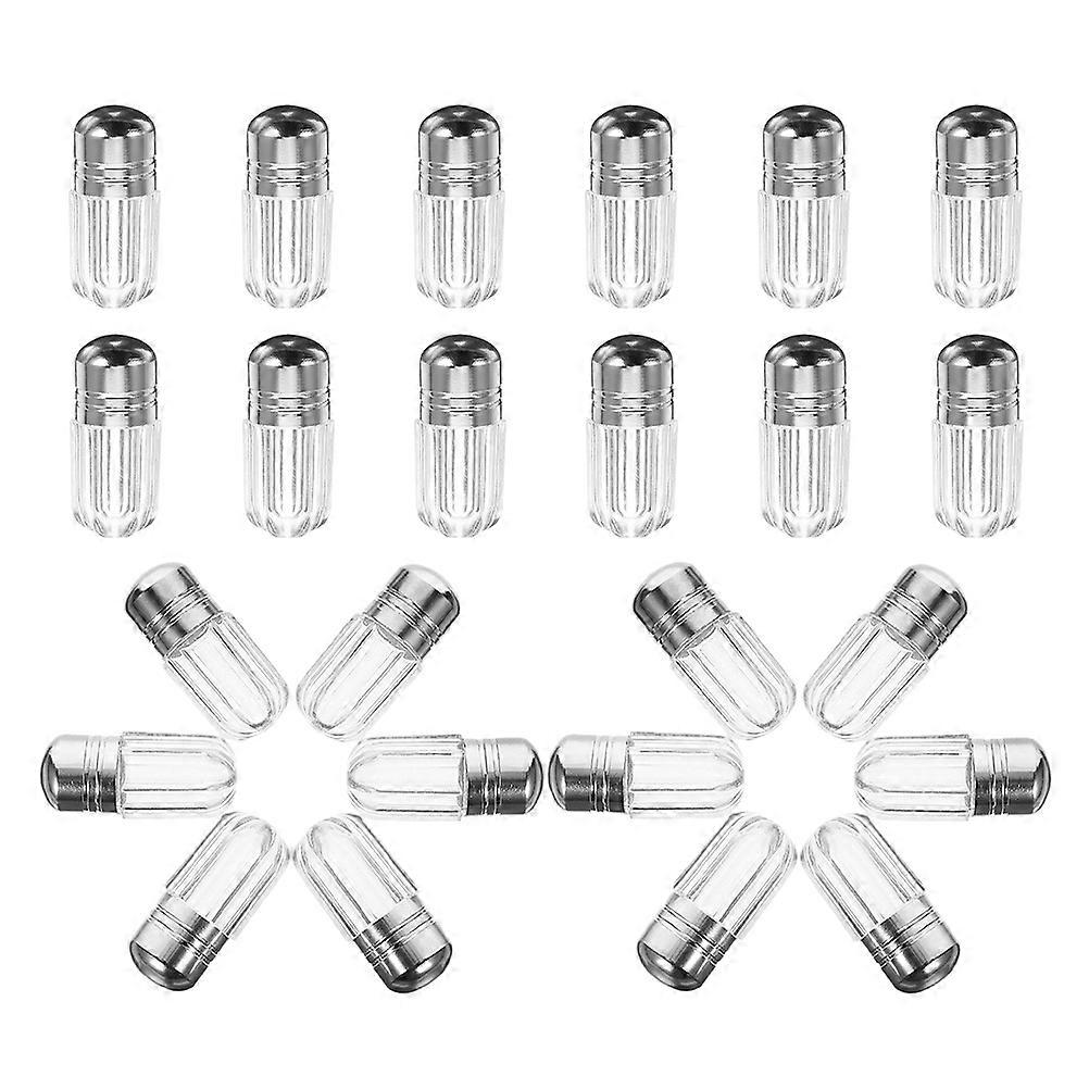 Plastic Vials Pill Bottle for Single Capsule Storage 24Pcs Silver Cap