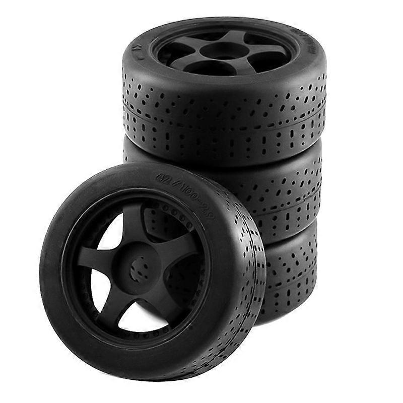4Pcs Plastic Wheel Rubber Tire,Black