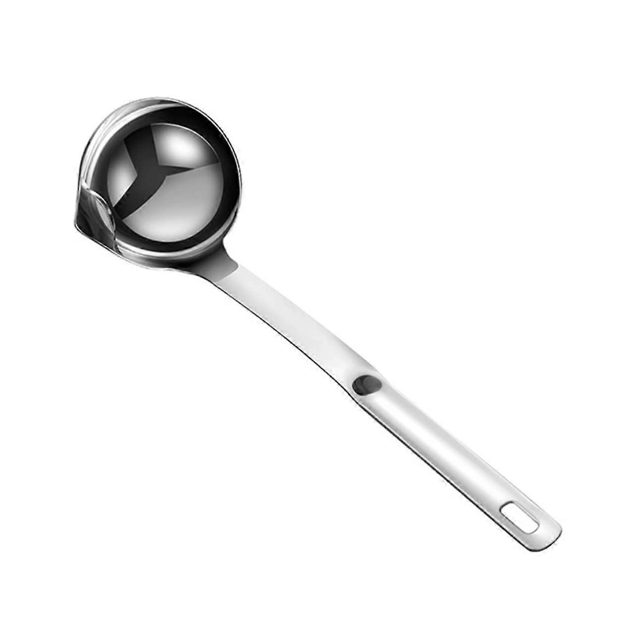 Stainless Steel Oil Separator Spoon with Long Handle for Grease Filtering Soup Hotpot and Broth