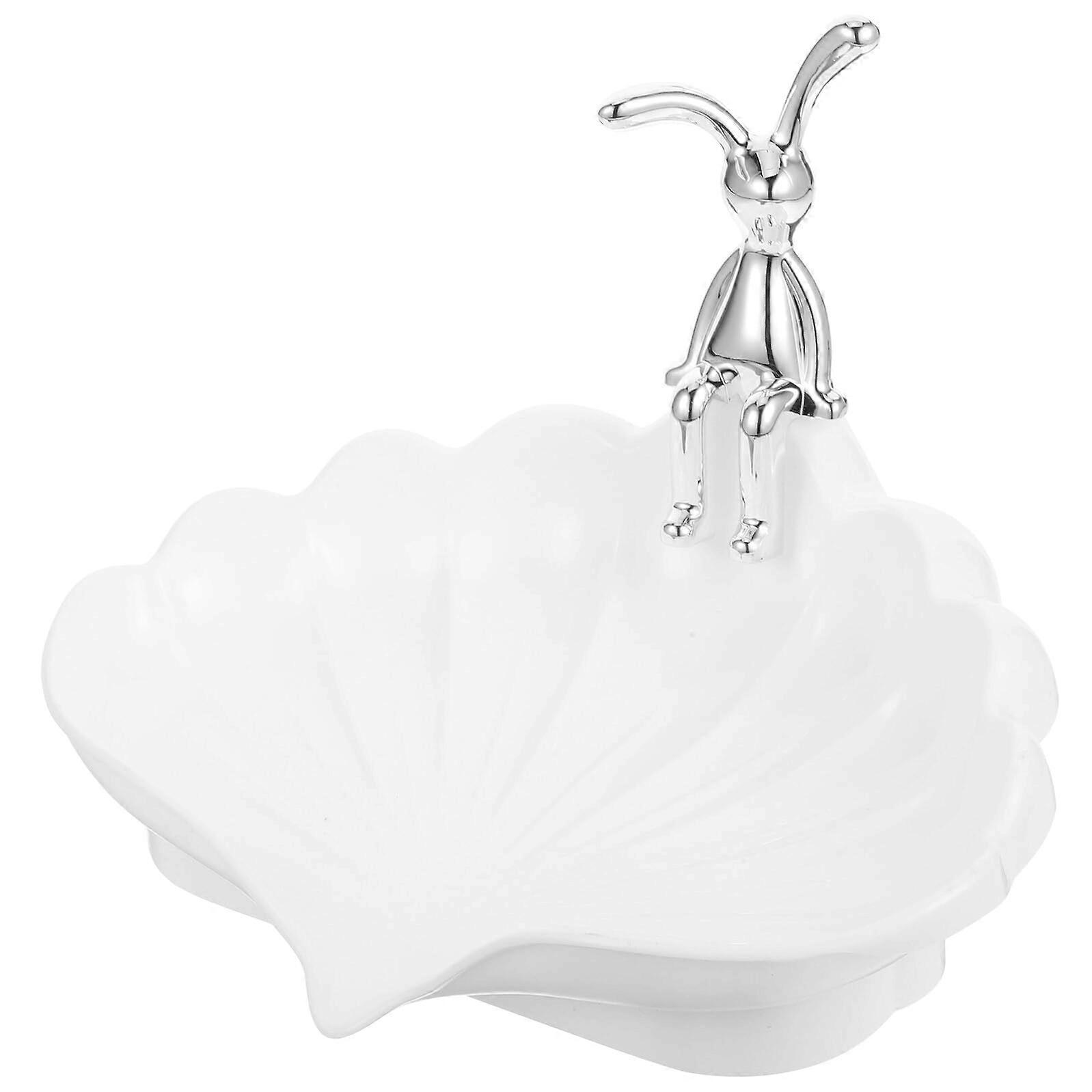 Selfdraining Nonslip Soap Holder with Stable Base for Bathroom Kitchen Sink Countertop White