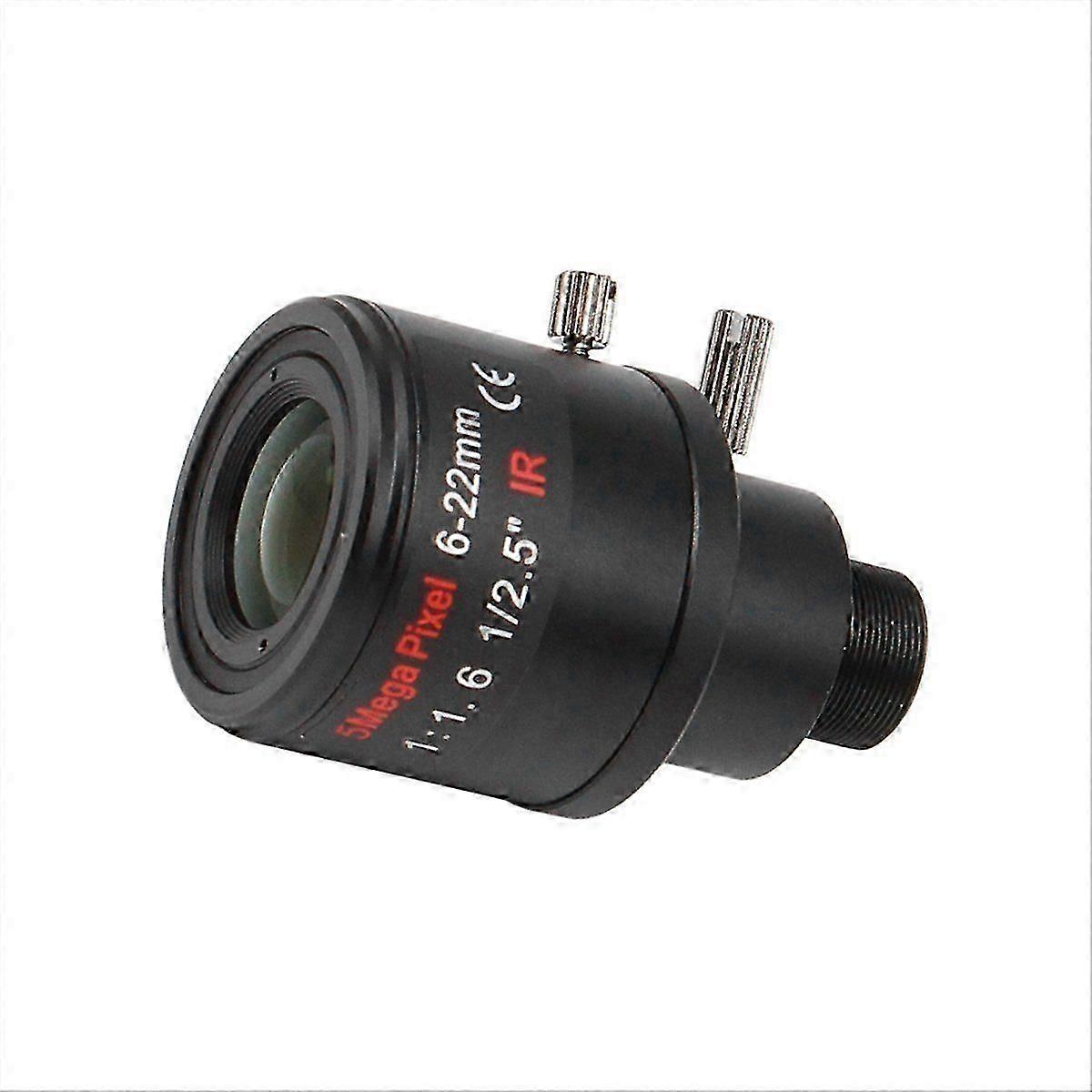 6-22mm 5MP M12 Mount Varifocal Lens F1.6 Manual Zoom Lens High-Definition Network Lens for 5MP Security Cameras A
