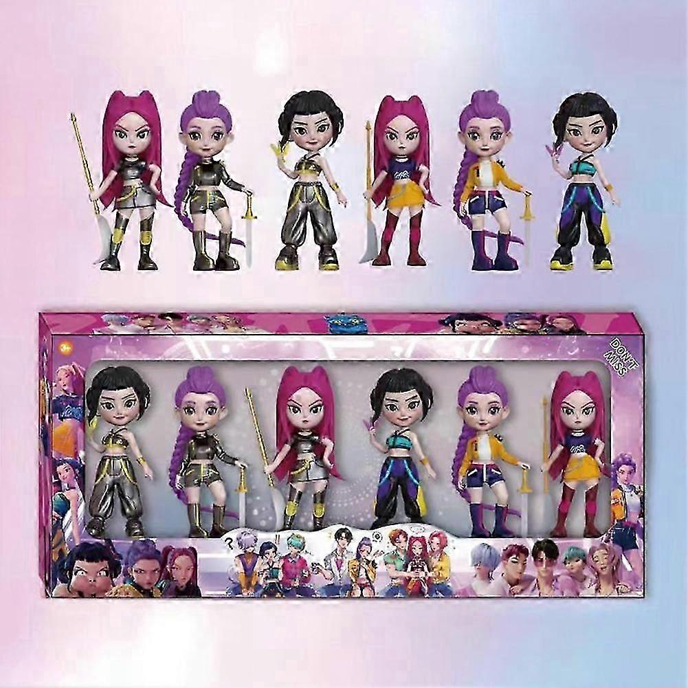 6 delar K-POP Demon Hunters actionfigurer - Ultrasöta koreanska idol-samlardockor, perfekta för dockhustillbehör