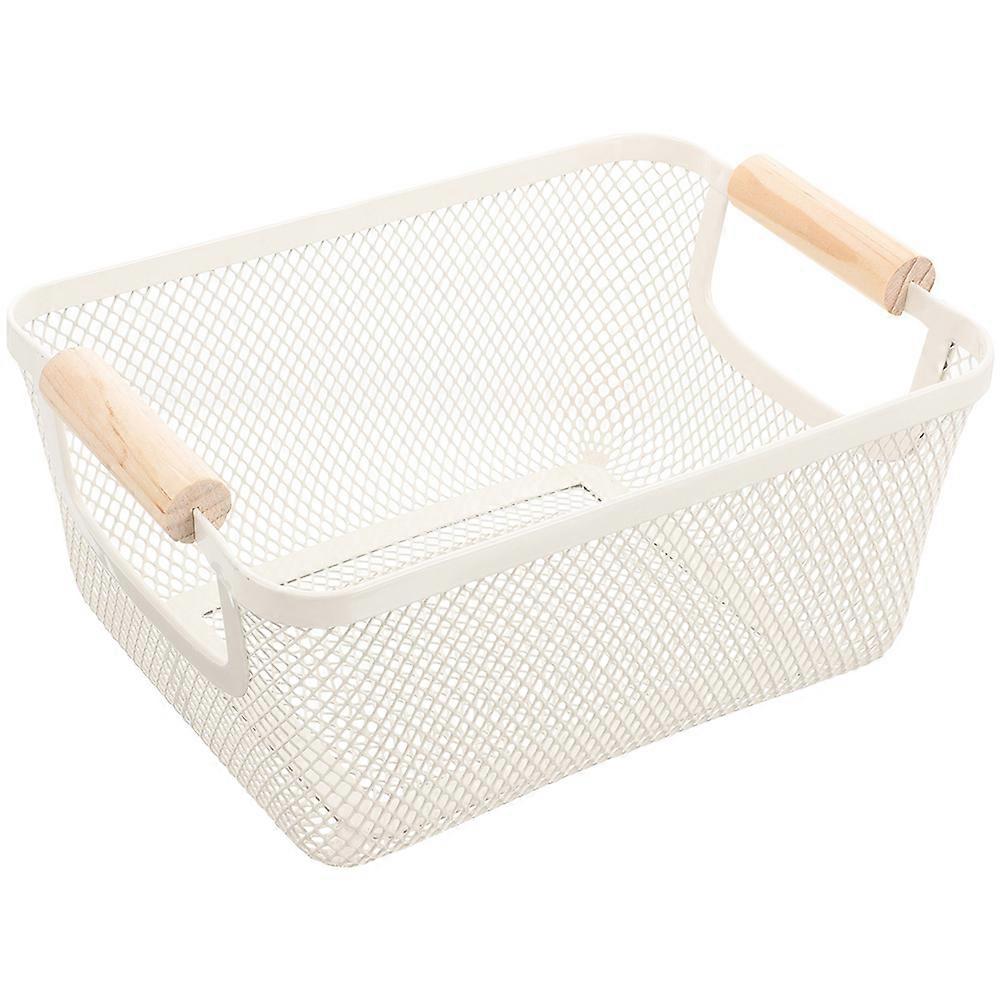 Rectangular Wire Storage Basket For Household Decoration 33.5X21CM White Iron Mesh 2Pcs