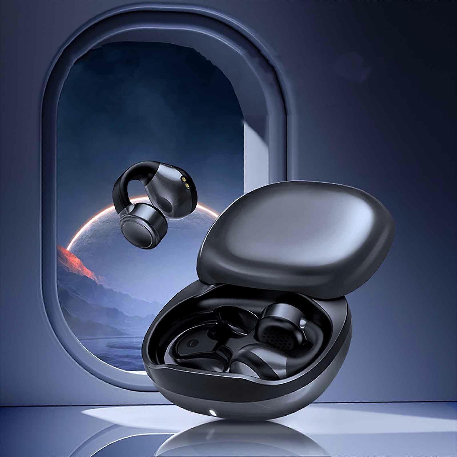 Avtoify Bluetooth Wireless Headset Ear Clip Type Open Exercise without Entering Ear Conduction Long Talk Duration black
